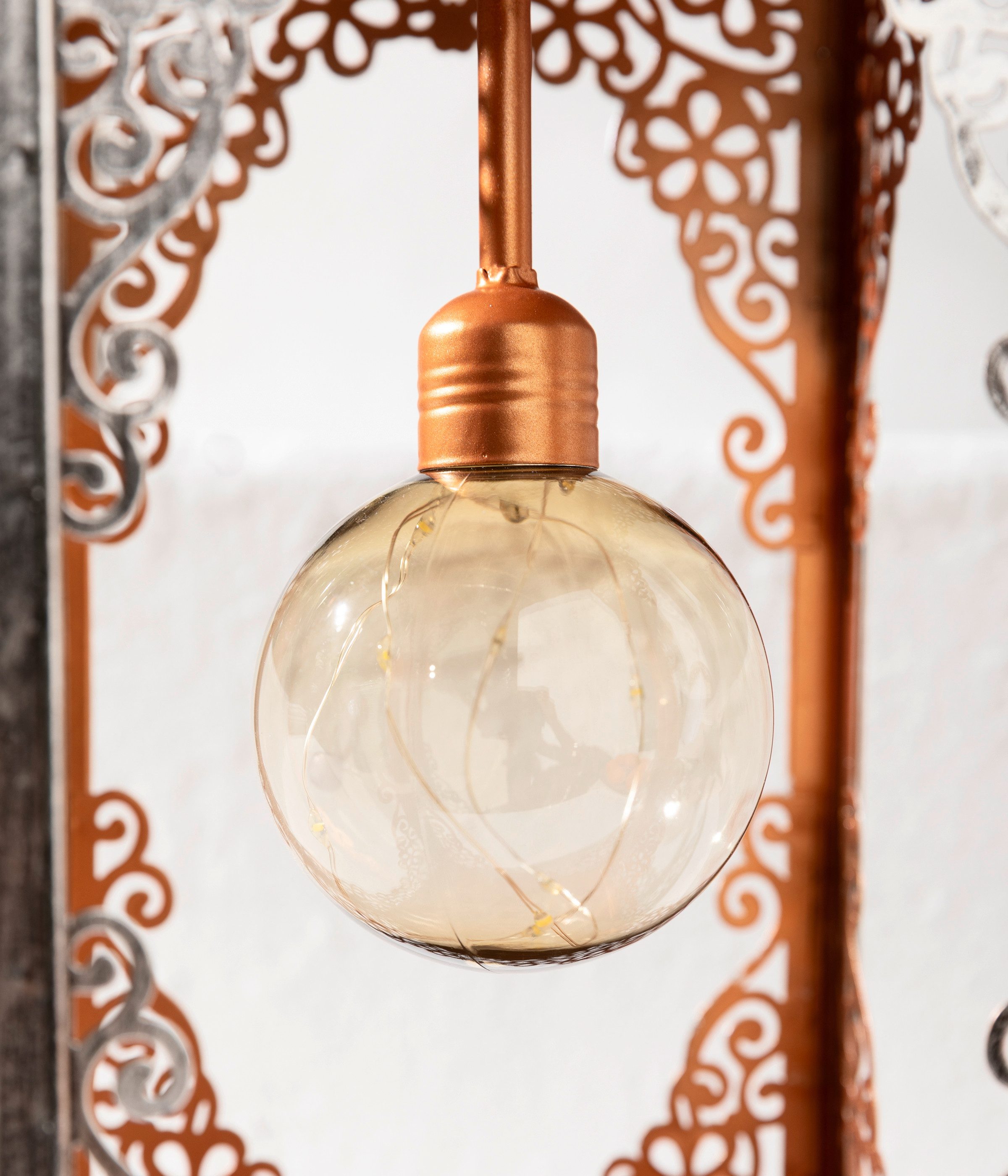 Dehner LED Solarleuchte Solar-Laterne Marsa, Lichtfarbe warmweiß, Metall, Warmweiß, romantische LED-Laterne mit orientalischen Ornamenten