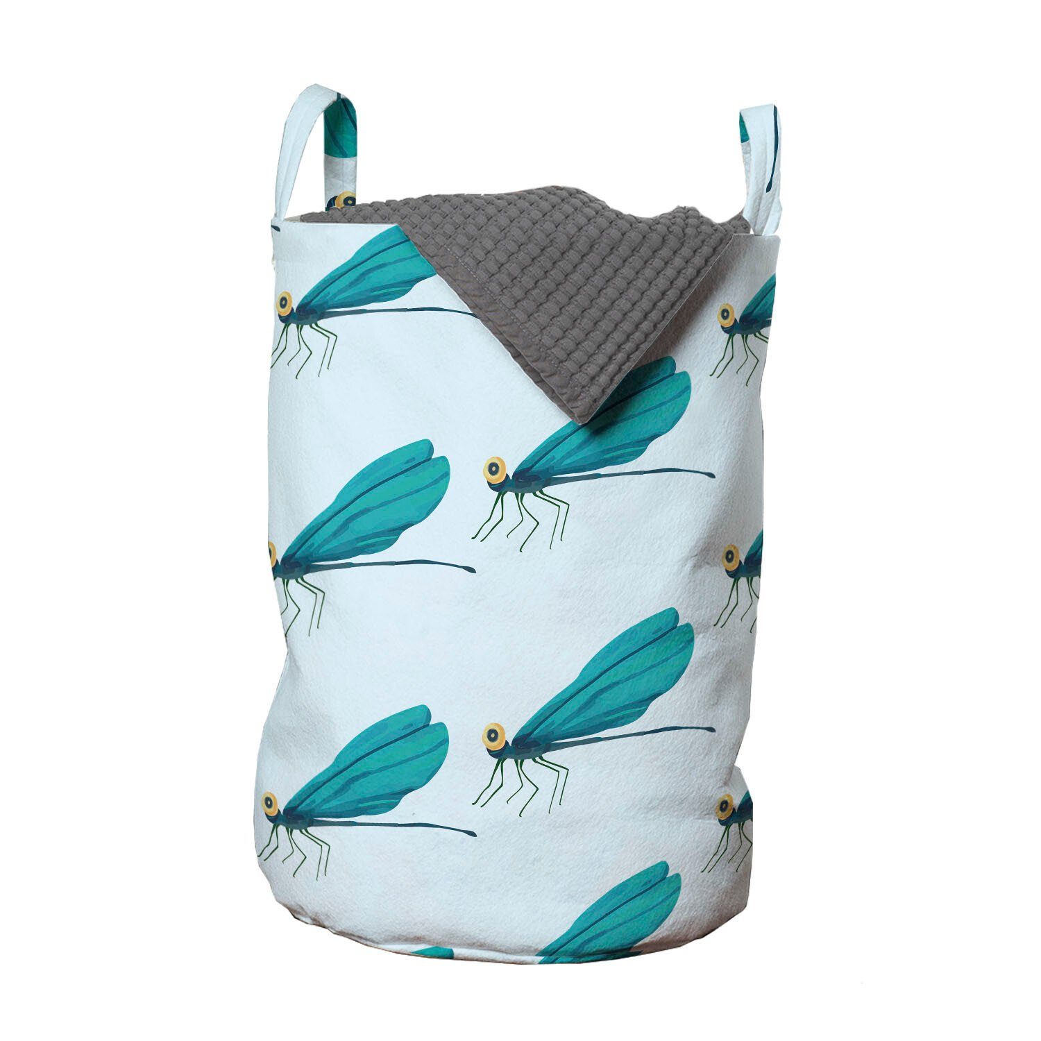 Abakuhaus Wäschesäckchen Wäschekorb mit Griffen Kordelzugverschluss für Waschsalons, Libelle Aquarell Insekt | Wäschesäcke