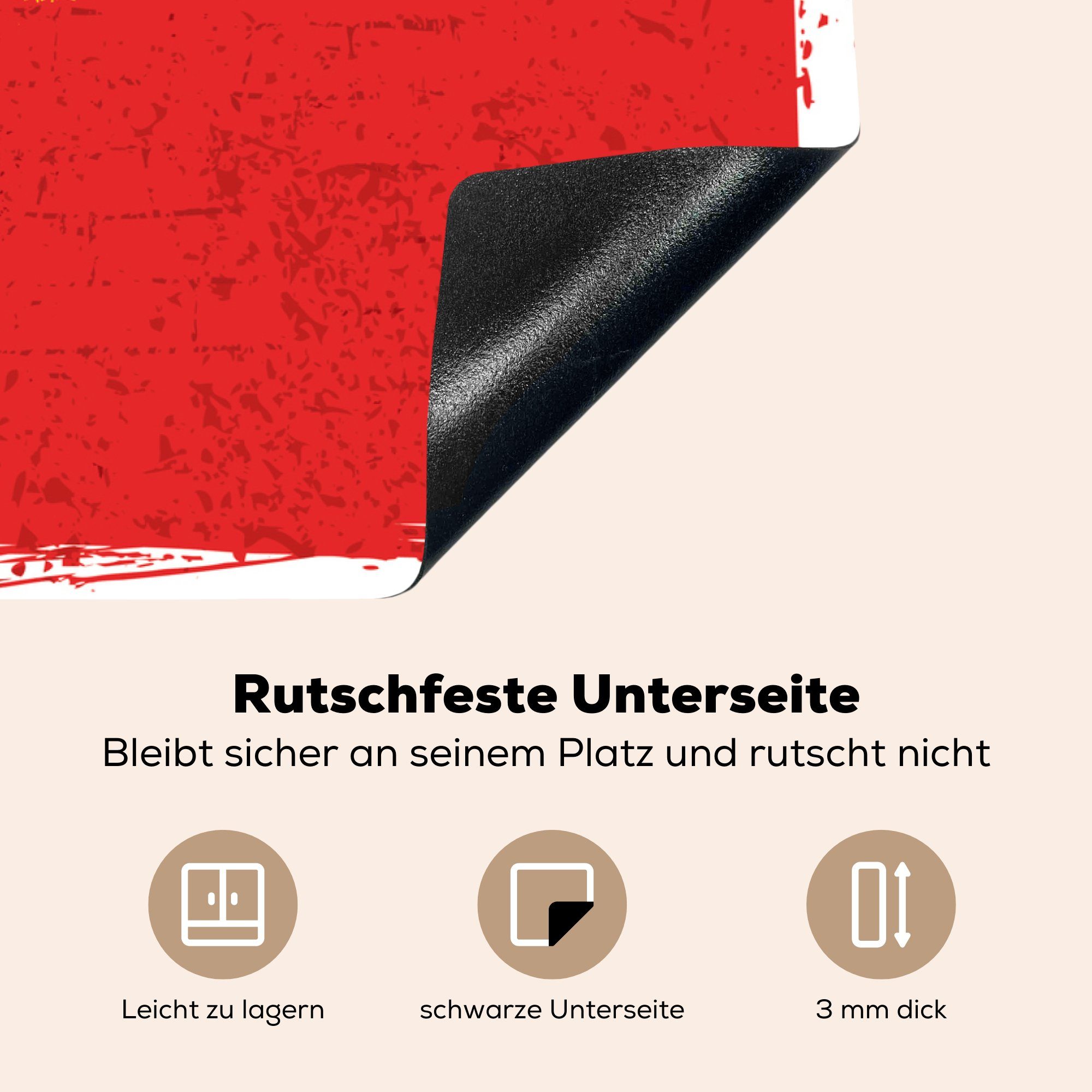 MuchoWow Herdblende-/Abdeckplatte Illustration der die Vinyl, Türkei Ceranfeldabdeckung küche, cm, als Schutz (1 Flagge Straßenkunst, Induktionskochfeld tlg), der für 81x52