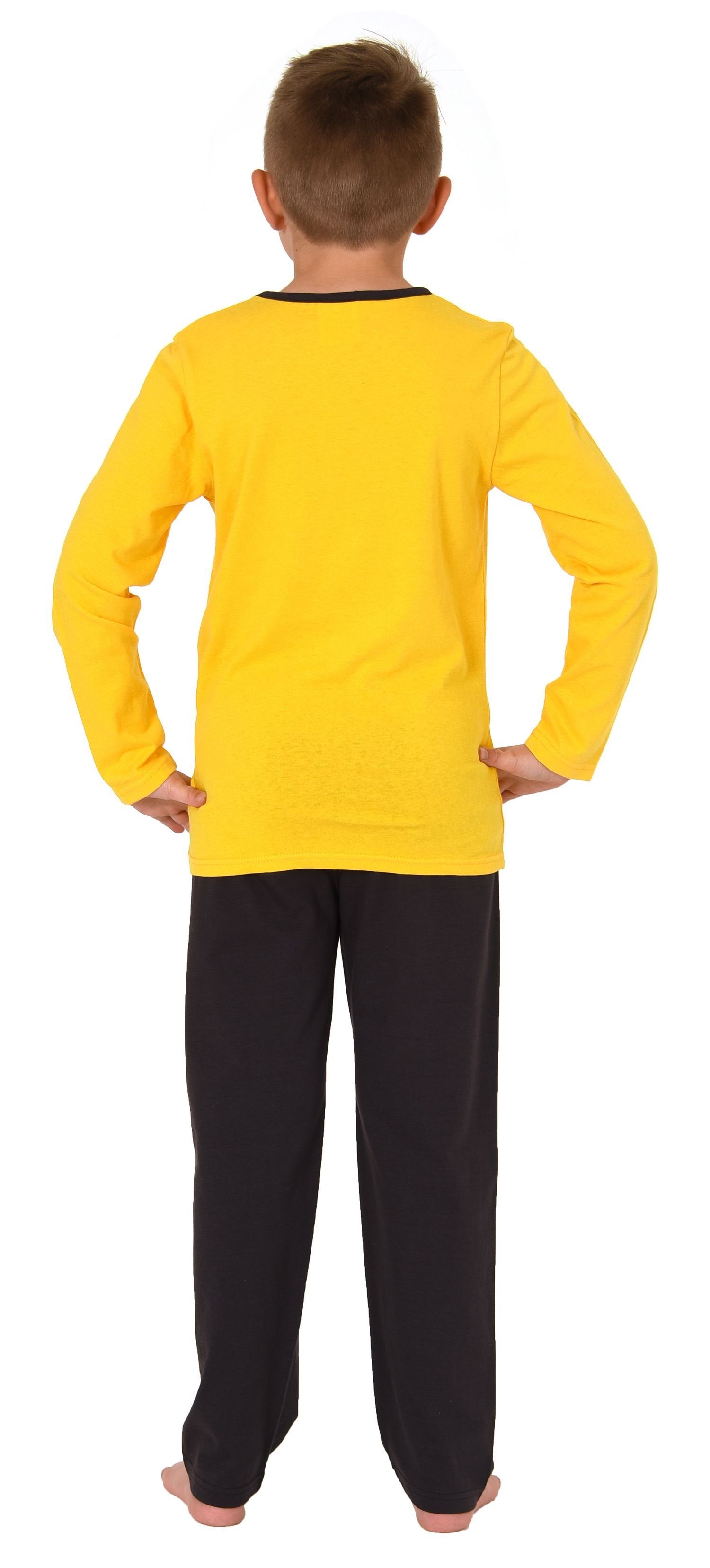 Normann Pyjama Jungen Farben langarm coolem tollen und Motiv gelb mit Pyjama in