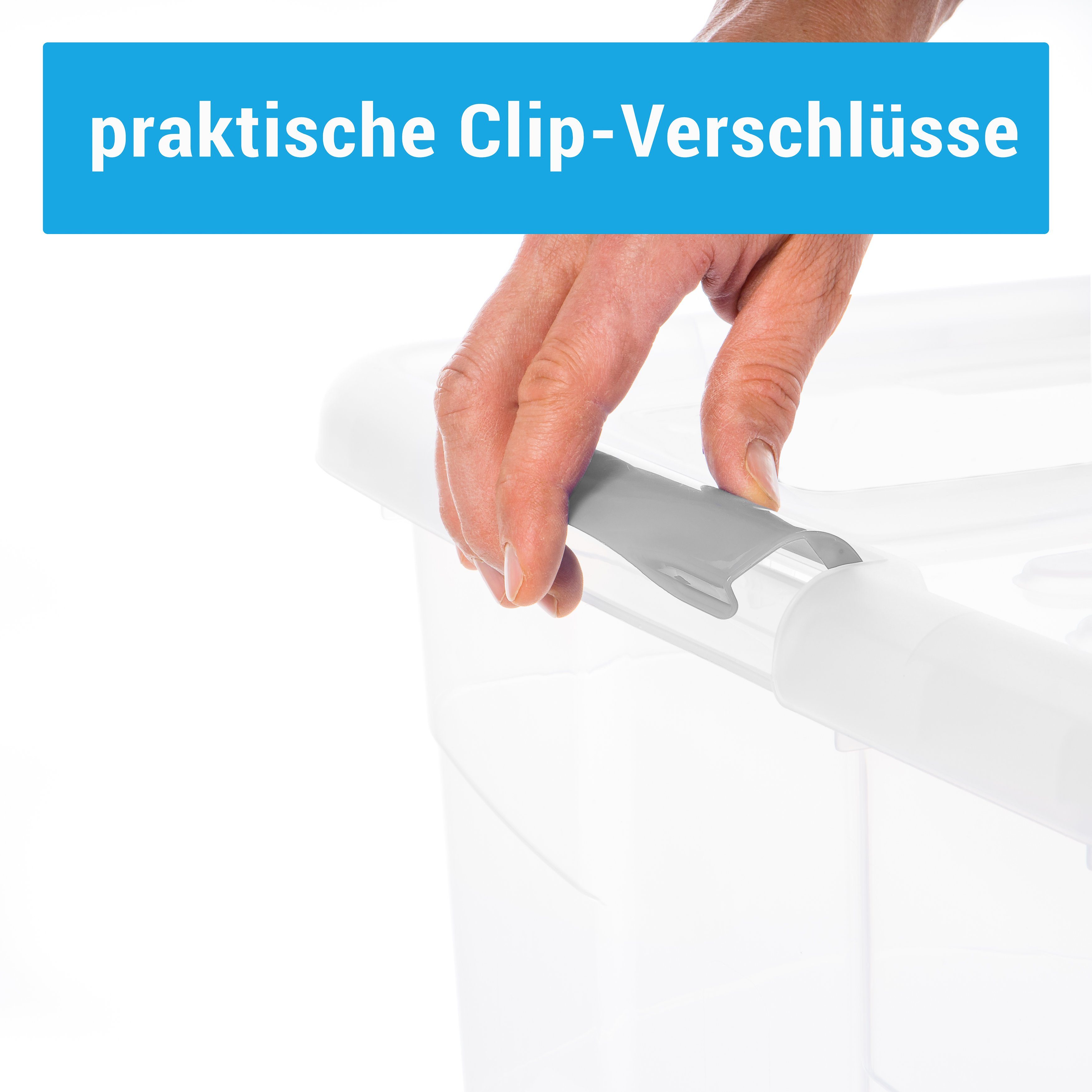 Centi Allzweckkiste Aufbewahrungsbox mit Deckel mit Griffen und Lüftungsklappe (Set, 4 St., ‎61 x 30 x 45 cm V= 60 L), stapelbare Kisten mit Deckel