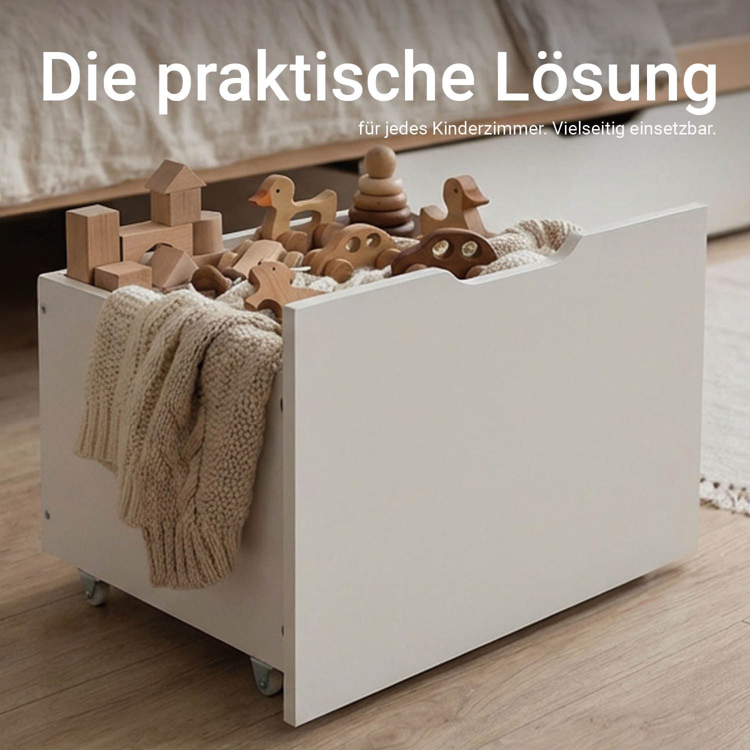 Homestyle4u Spielzeugtruhe Spielzeugaufbewahrung mit Rollen 48x43 Kinderzimmer Schublade Weiß (1 St), Außenmaße (BxHxT): 48 x 42 x 43 cm