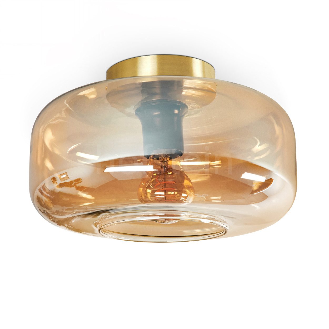 hofstein Deckenleuchte Deckenlampe aus Metall/Glas in Messingfarben/Bernste günstig online kaufen