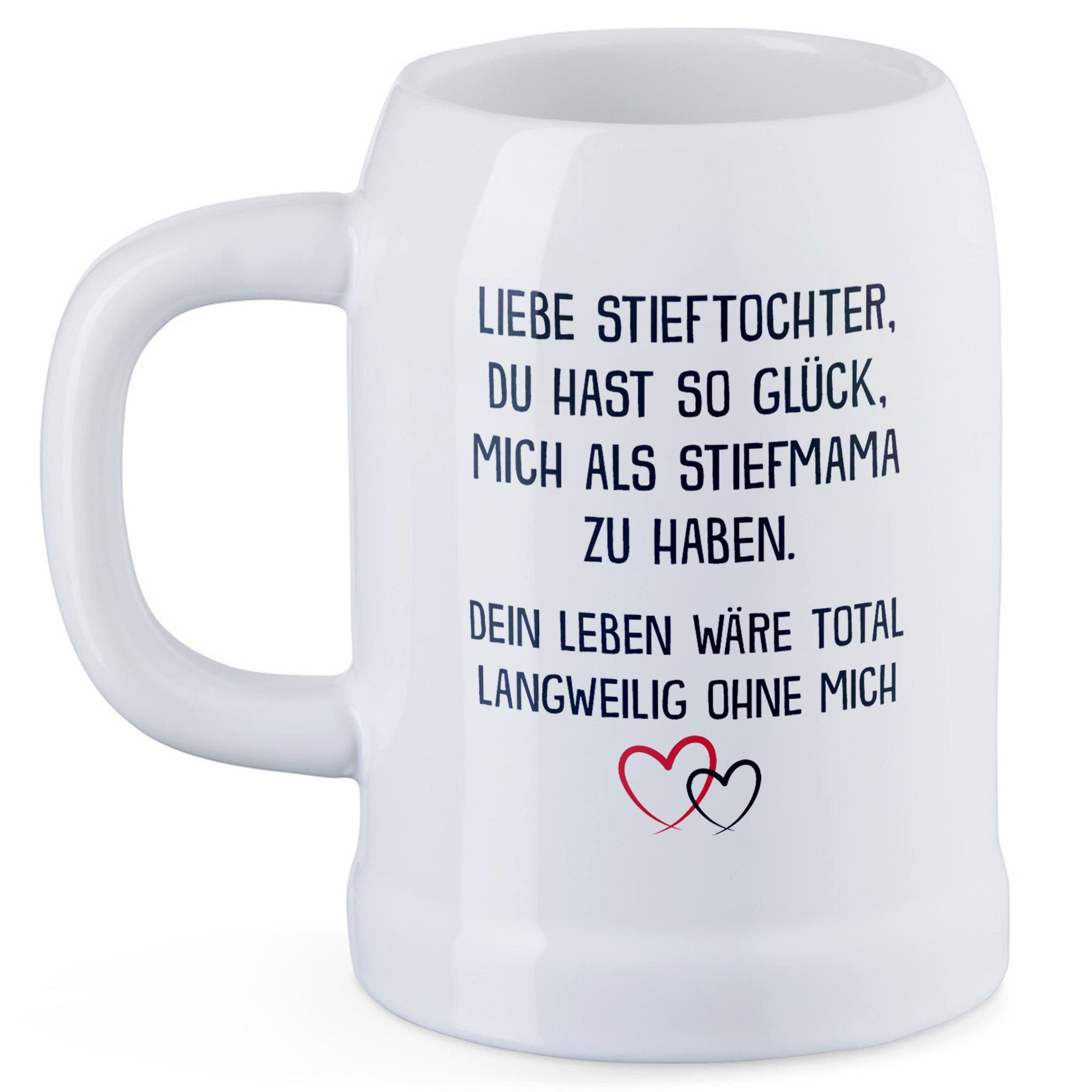 22Feels Bierkrug Stieftochter Geschenk v. Stiefmama Bonus Tochter Mädchen, Keramik, IN DEUTSCHLAND BEDRUCKT, Spülmaschinenfest