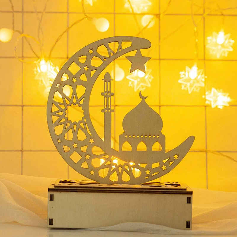 Lapalife LED Nachtlicht »Hölzern, warmweiß, batteriebetrieben, Ramadan Muslim Islam Fest Deko«