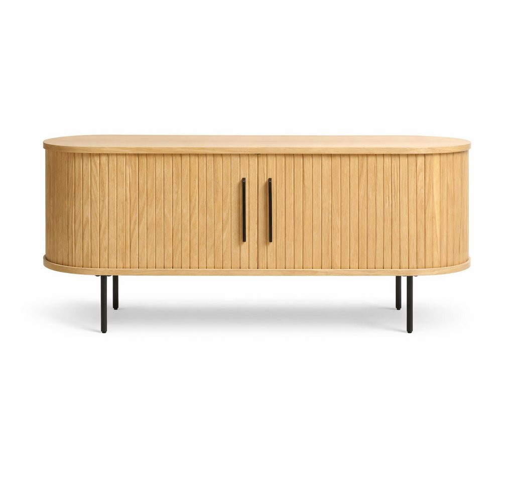 Liadomo Lowboard Uriel, TV-Möbel, TV-Board, TV-Unterschrank, 120 oder 180 cm Breite, Schiebetüren, Lamellen, schwarz, weiß, Natur, braun