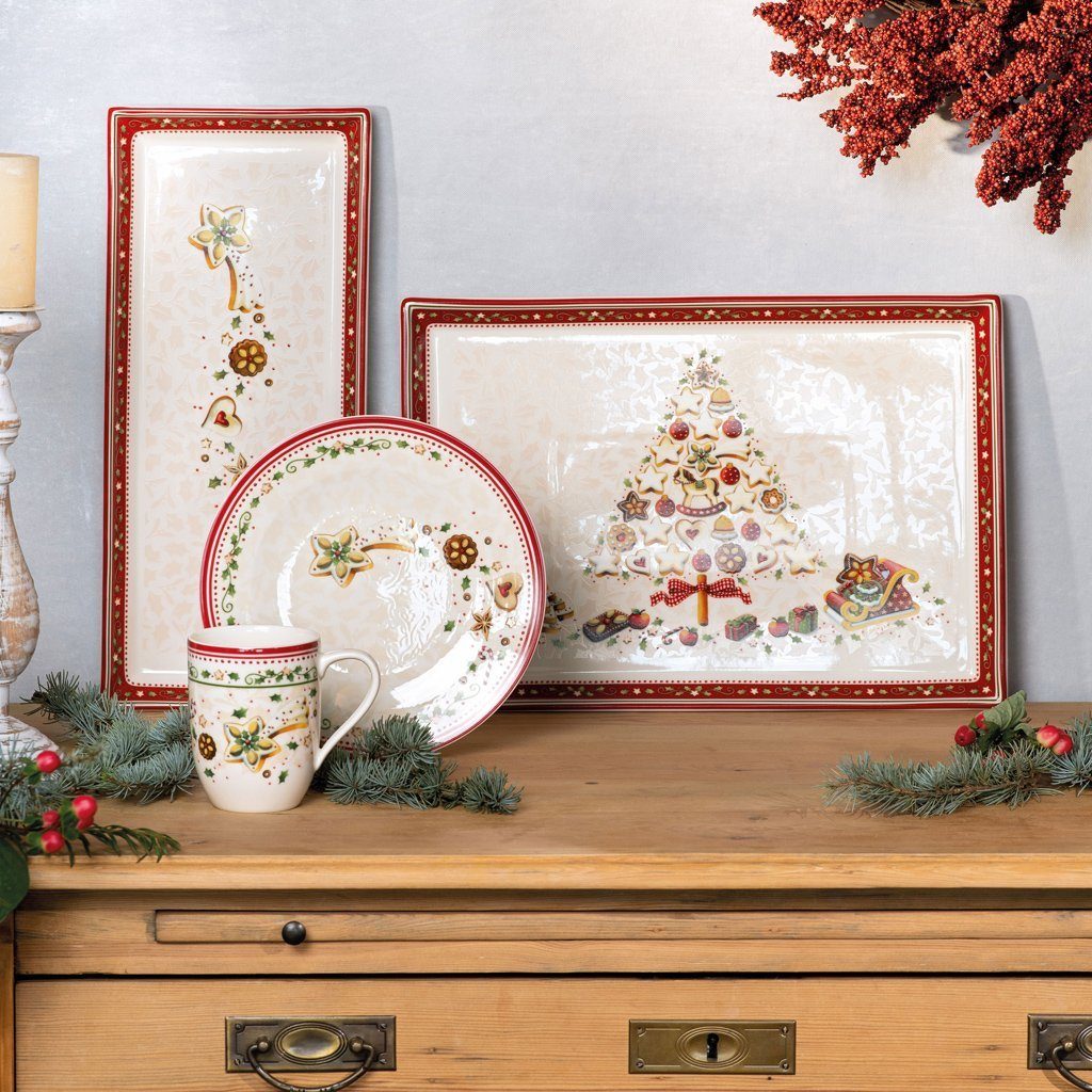 Villeroy & Boch Tortenplatte Winter Bakery Delight rechteckige Kuchenplatte, Porzellan, (1-tlg), Premium Porcelain, 1 Stck, Handw., mikrow.sicher