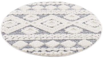 Hochflor-Teppich Focus 3005, Carpet City, rund, Höhe: 20 mm, Boho-Teppich, Rauten-Design, besonders weich, 3D-Effekt