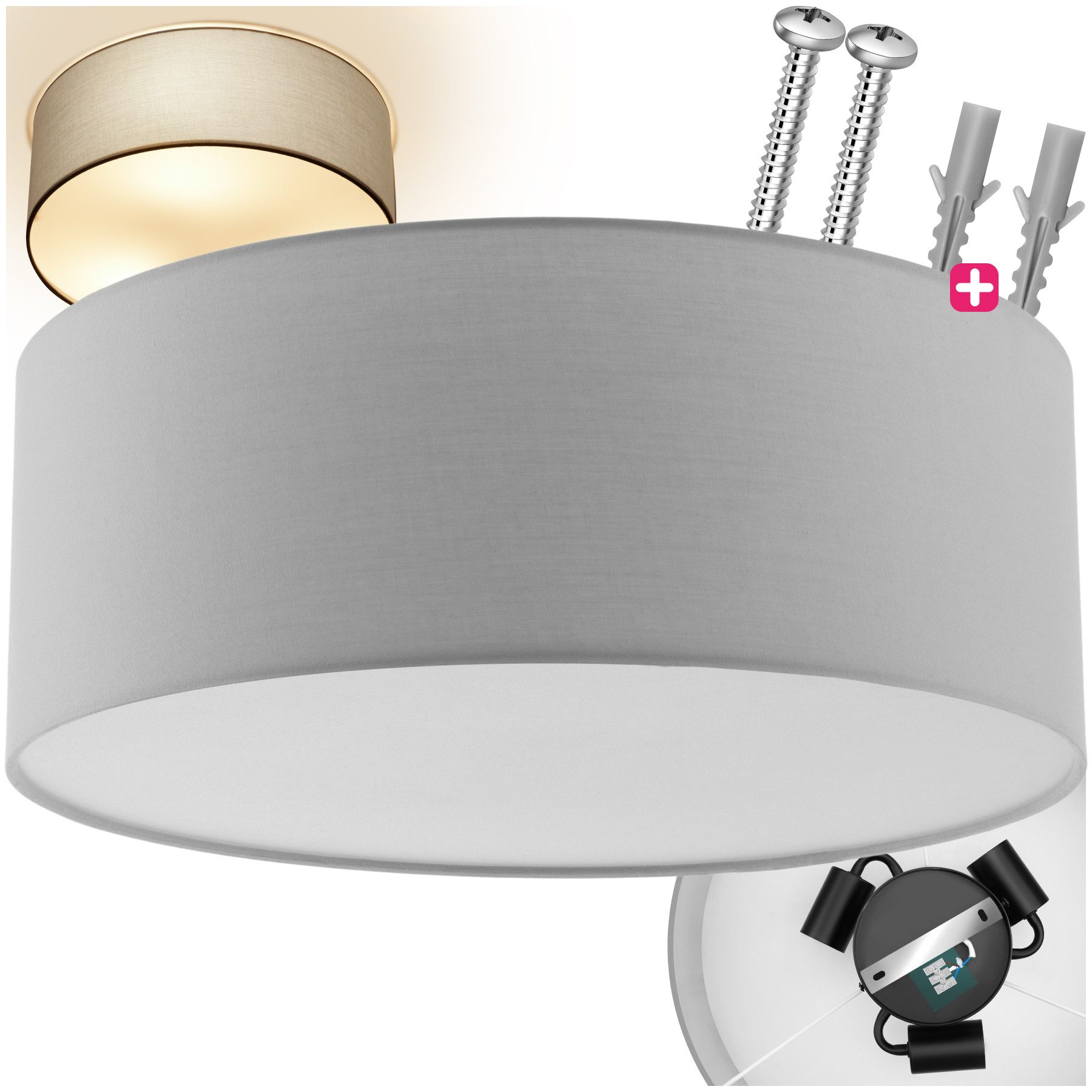 tectake Deckenleuchten Deckenleuchte, Elegante, runde Deckenleuchte im Lein günstig online kaufen