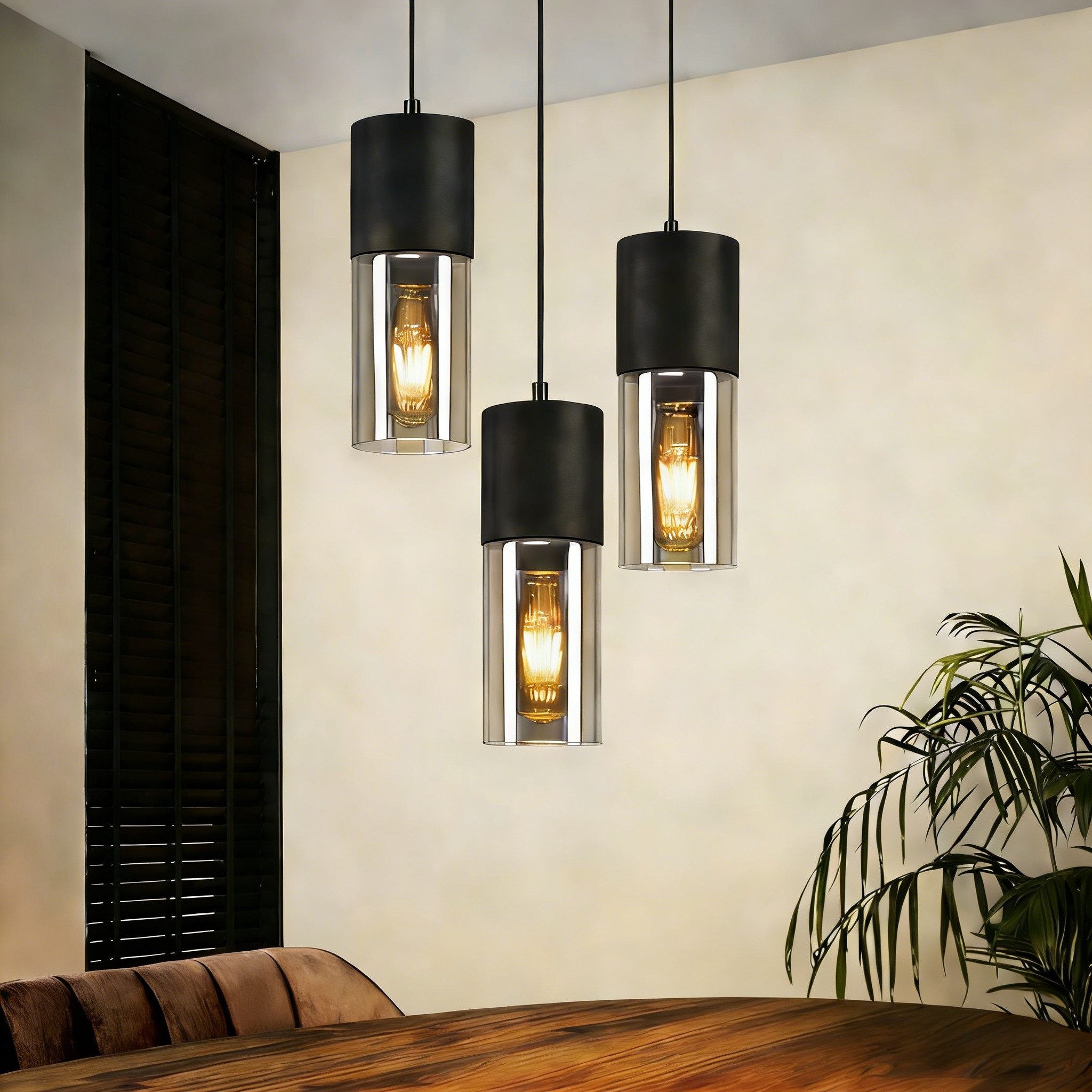 Nettlife Pendelleuchte Schwarz Esstisch E27 1/3/4 Flammig Glasschirm Hängel günstig online kaufen