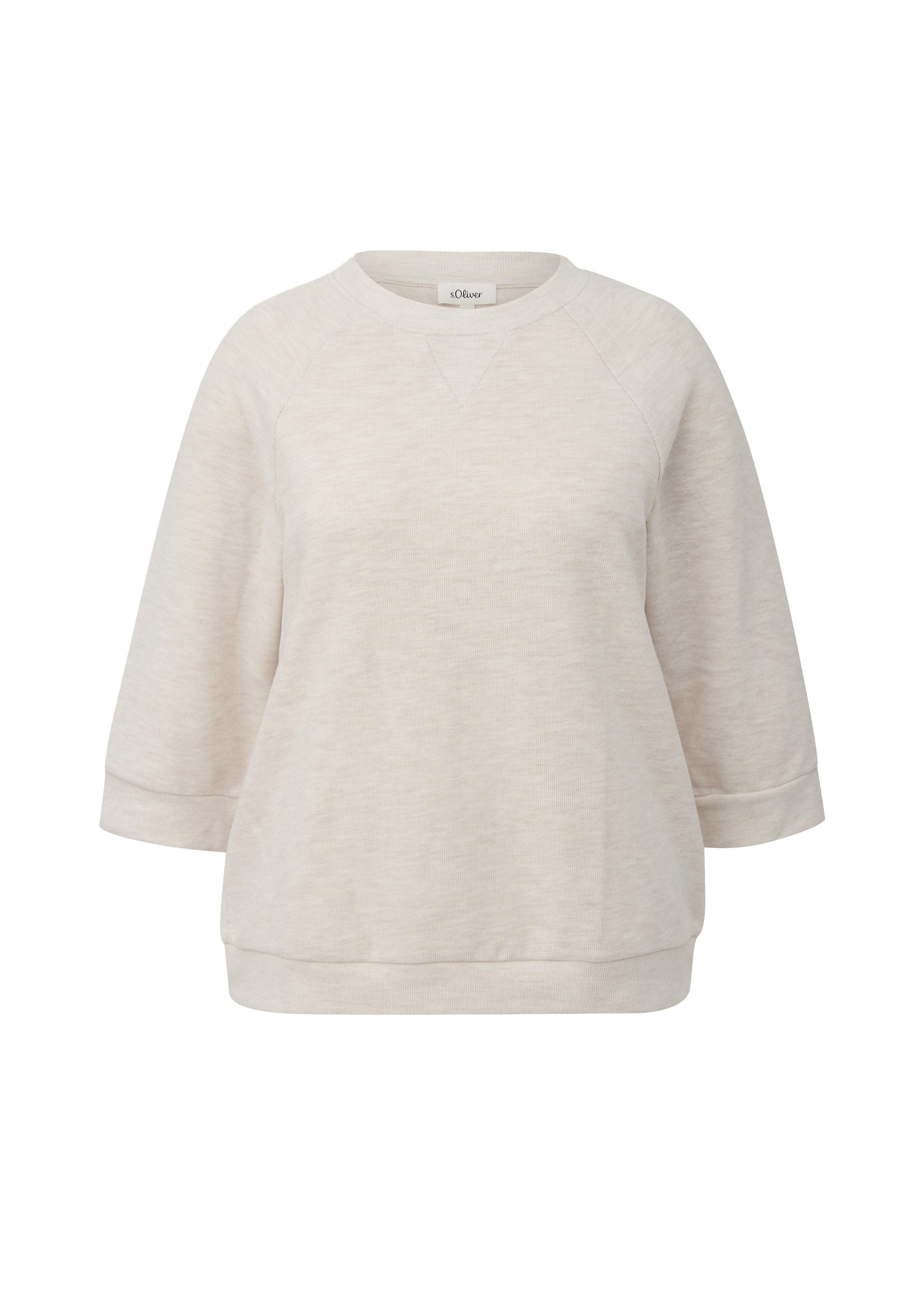 s.Oliver 3/4 Arm-Pullover Sweatshirt Angerautes Sweatshirt mit 3/4-Ärmeln