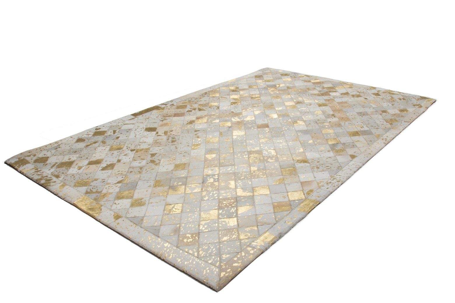 freiraum Teppich Lavish, in Elfenbein / Gold, 100% Leder - 170x120cm (LxB)