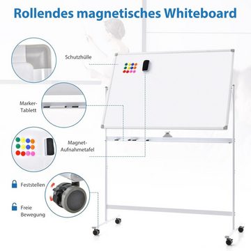 KOMFOTTEU Magnettafel doppelseitiges Whiteboard, mit Ständer, 120 x 80cm