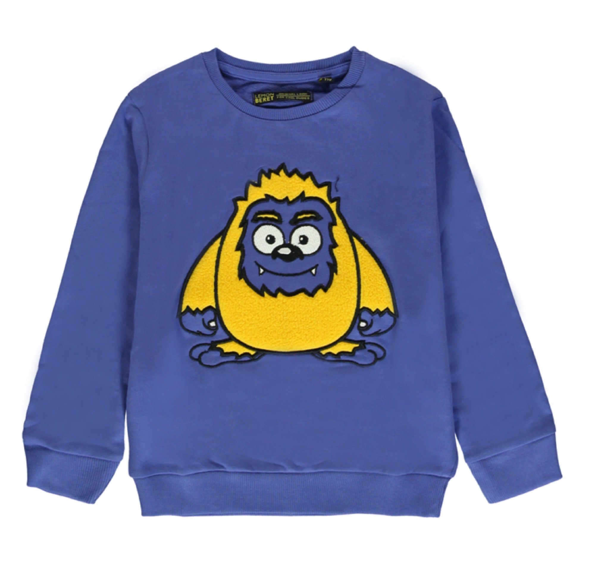 Rundhalspullover Lemon Beret Jungen Pullover mit Monster-Print blau