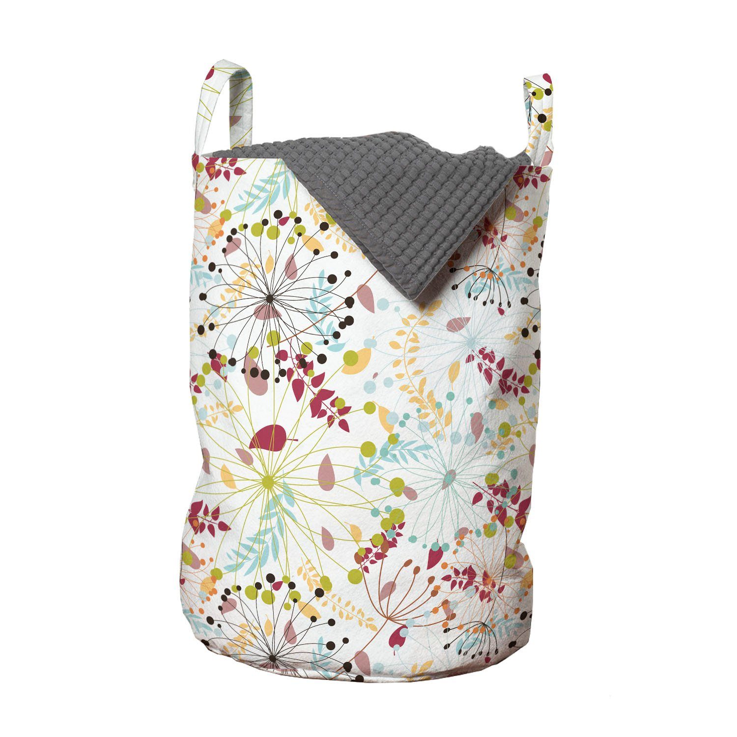 Abakuhaus Wäschesäckchen Wäschekorb mit Griffen Kordelzugverschluss für Waschsalons, Blumen Botanischer Frühlingsblütenblätter