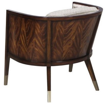 Casa Padrino Sessel Art Deco Lounge Sessel Dunkelbraun / Silber / Gold 74 x 83 x H. 71 cm - Art Deco Möbel - Luxus Qualität