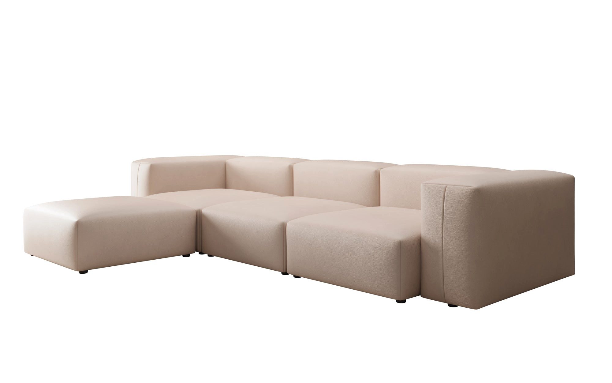 Luxusbetten24 Ecksofa Designer L Sofa Snug, mit Bezug aus pflegeleichtem Echtleder