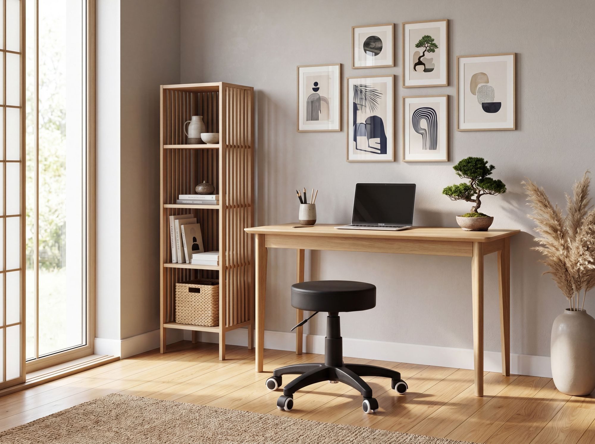 FINEBUY Arbeitshocker SuVa2753_1 Rollhocker Drehstuhl Praxishocker Kosmetikhocker (Sitzhocker mit Rollen, Kunstleder Schwarz 100 kg), Höhenverstellbar, Praxishocker Rund Gepolstert