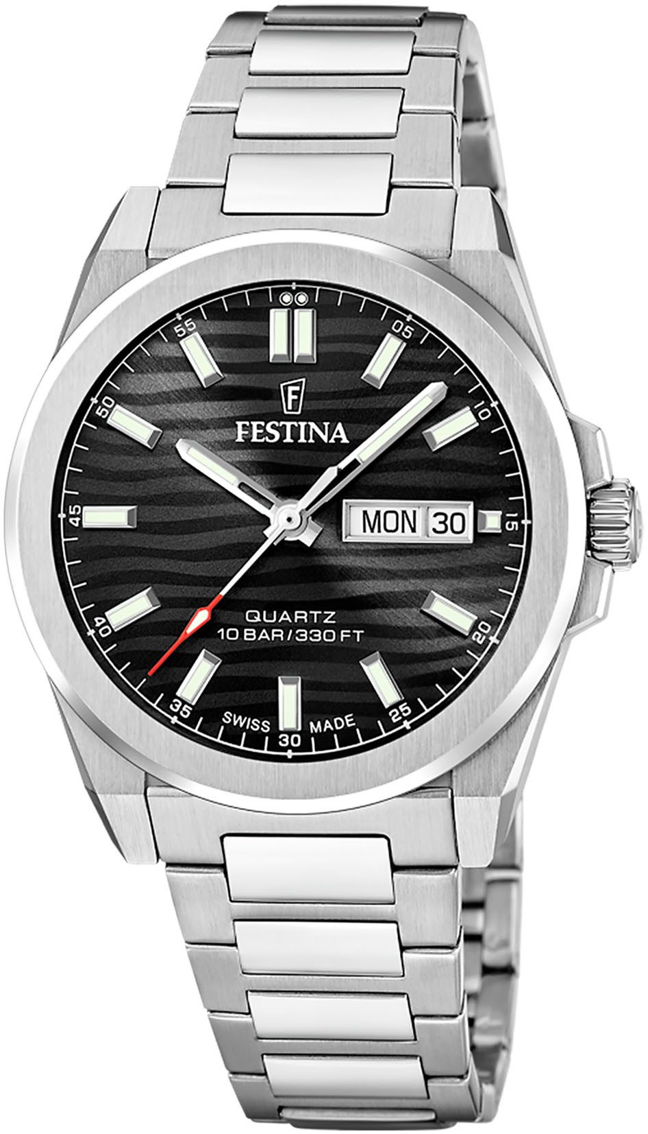 Festina Quarzuhr F20073/5, Armbanduhr, Damenuhr, Herrenuhr, Swiss Made, Edelstahlarmband, Datum