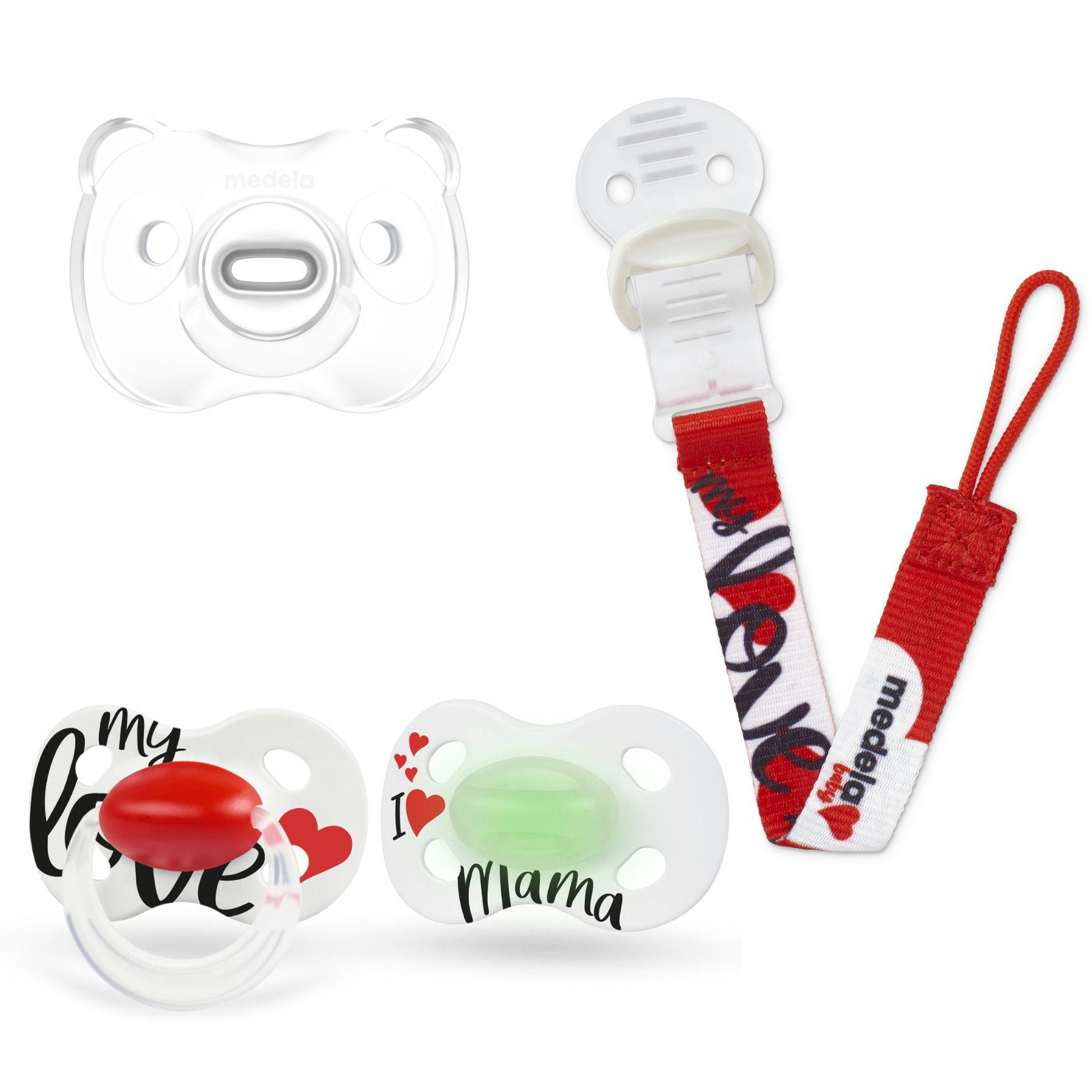 Schnuller Set Uno Soft Silicone Transparent Signature +Schnullerkette 0-6