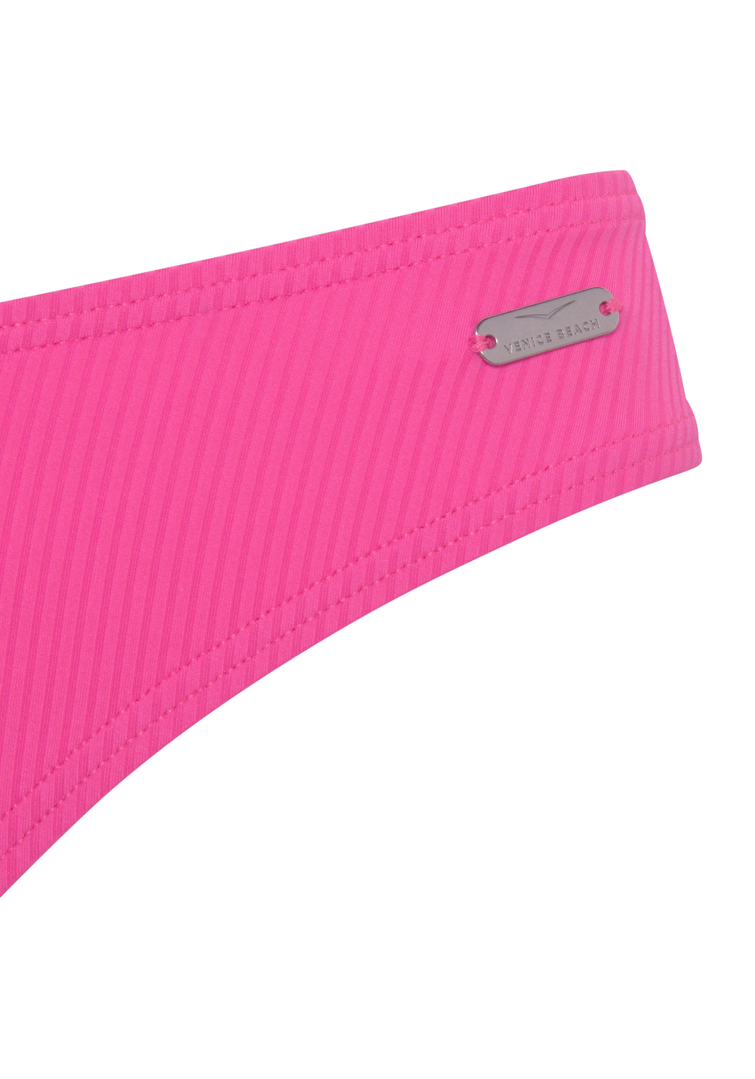 Venice Beach Bikini-Hose Lucky aus gerippter Strukturware