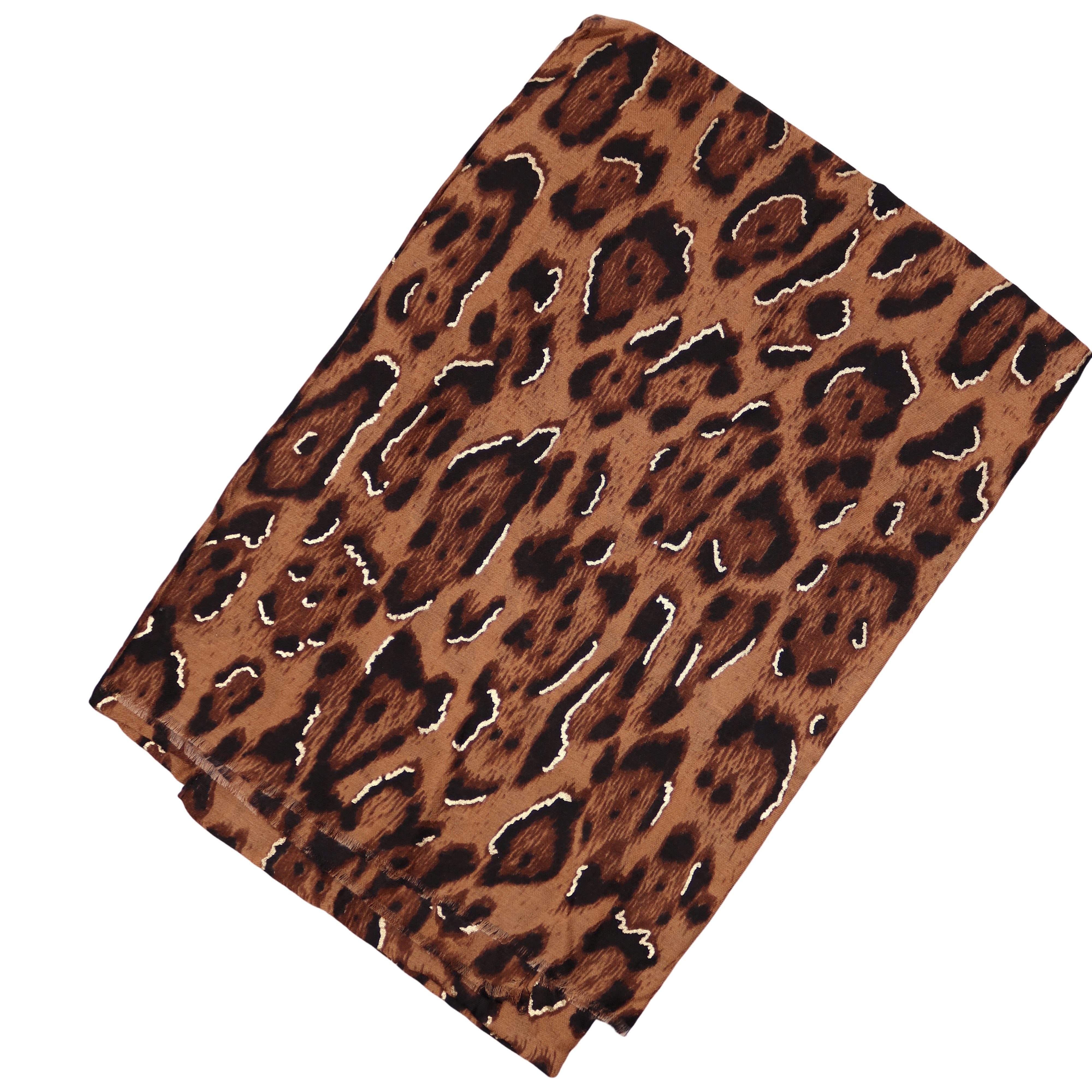 MIRROSI Modeschal weicher Schal kurz Fransen, ca.85x180cm, (Leo Leopard Herz Herzen Muster), Damen Halstuch ideal für Herbst oder Frühling