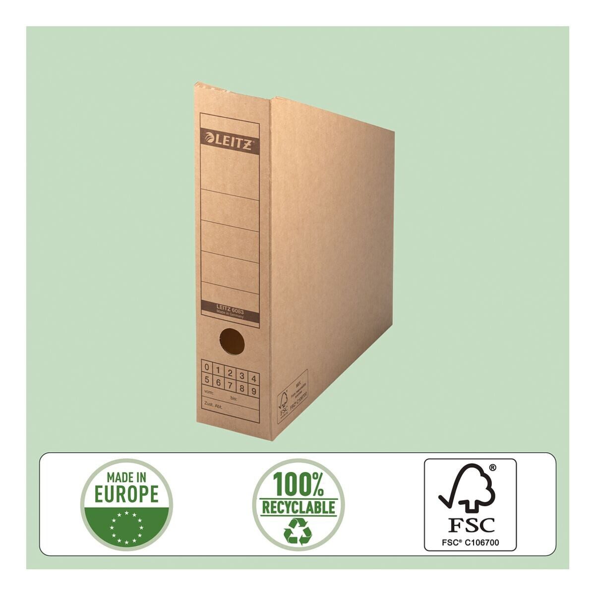 LEITZ Stehsammler 6083, 10er-Pack, für Format DIN A4, mit Archivdruck