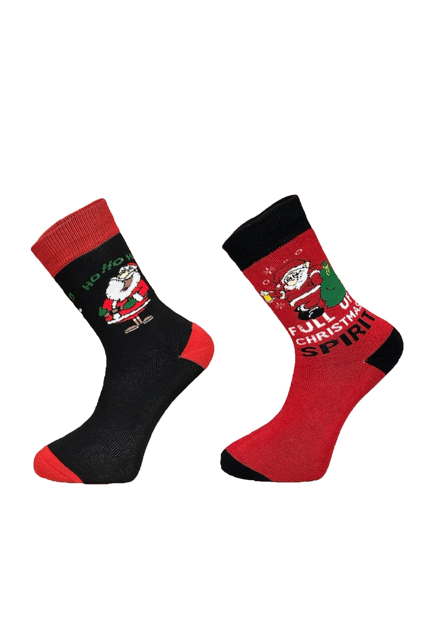 Socken Herren Weihnachtssocken 2er Set mit Weihnachtsmotiv aus Baumwolle