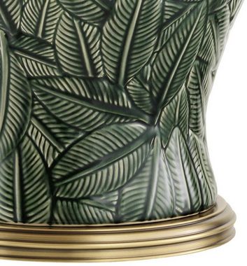 Casa Padrino Tischleuchte Luxus Keramik Tischlampe Grün / Antik Messing - Wohnzimmermöbel