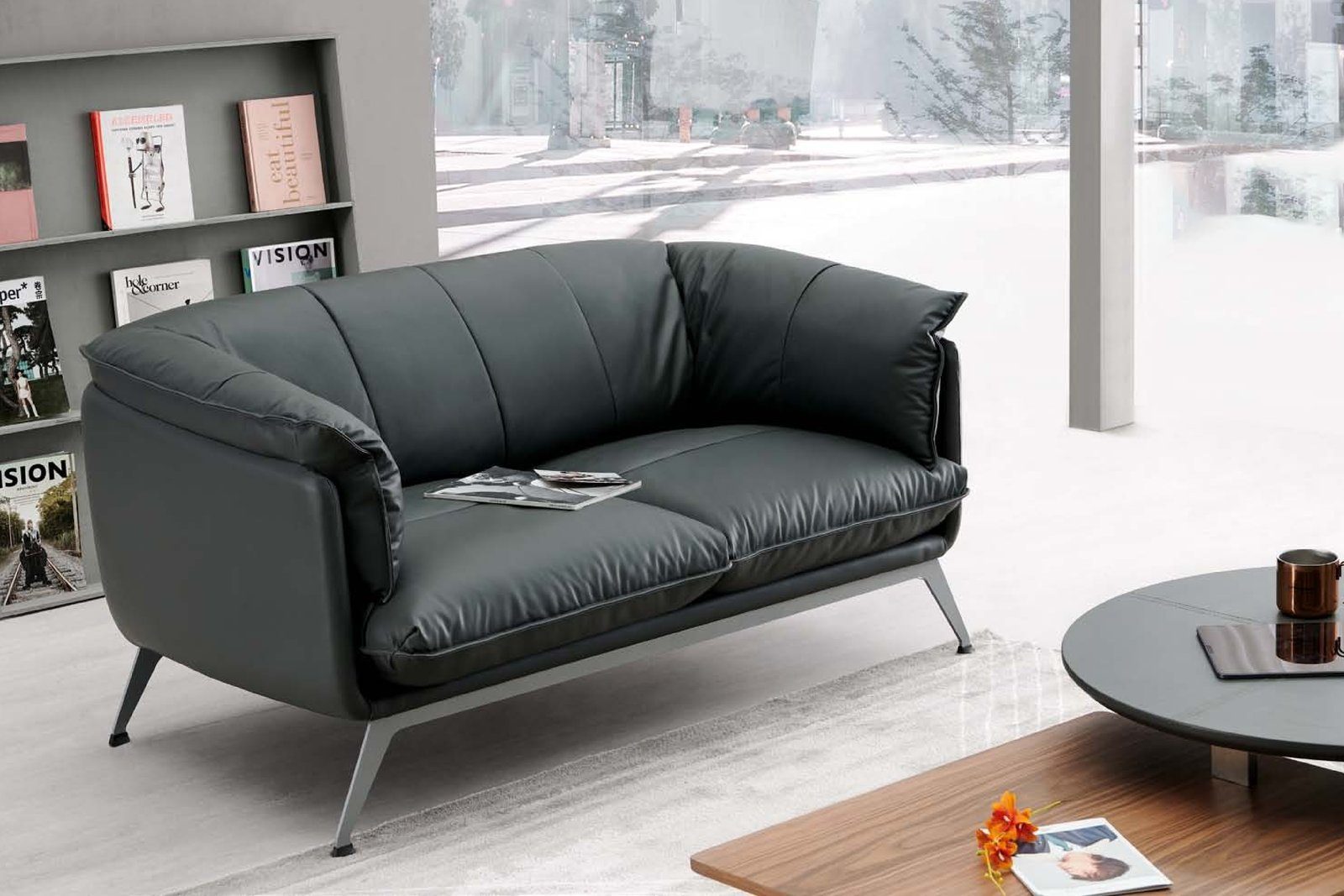 JVmoebel Sofa Leder Sofa Couch Zweisitzer Büro Einrichtung Lounge Club Sofa, Made in Europe