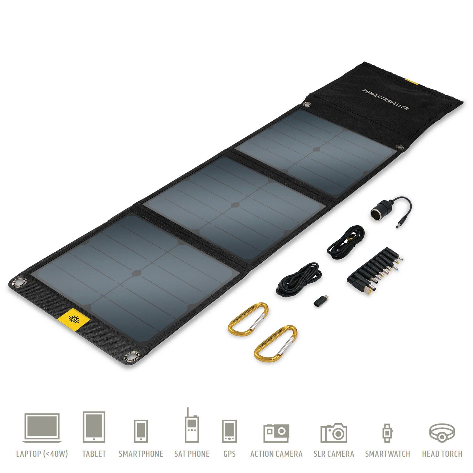Falcon Ladegerät W Faltbar 40 Outdoor 3Ports Powertraveller USB Solarpanel 5/20V, Solarmodul