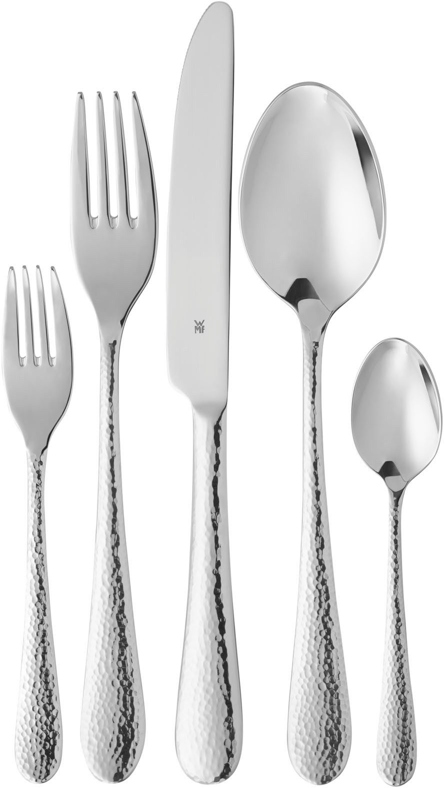 WMF Besteck-Set Sitello (60-tlg), 12 Personen, Cromargan® Edelstahl Rostfrei 18/10, geschmiedete Messer, farbecht, Wellenschliff, spülmaschinenfest