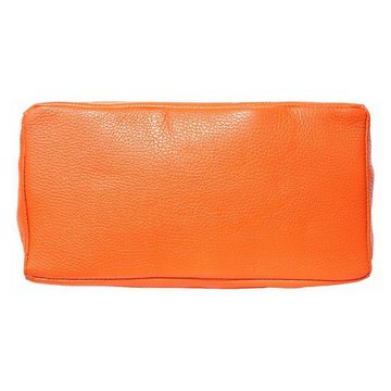 FLORENCE Schultertasche Florence ital. Echtleder Shopper orange (Shopper), Damen Leder Shopper, Schultertasche, orange ca. 30cm