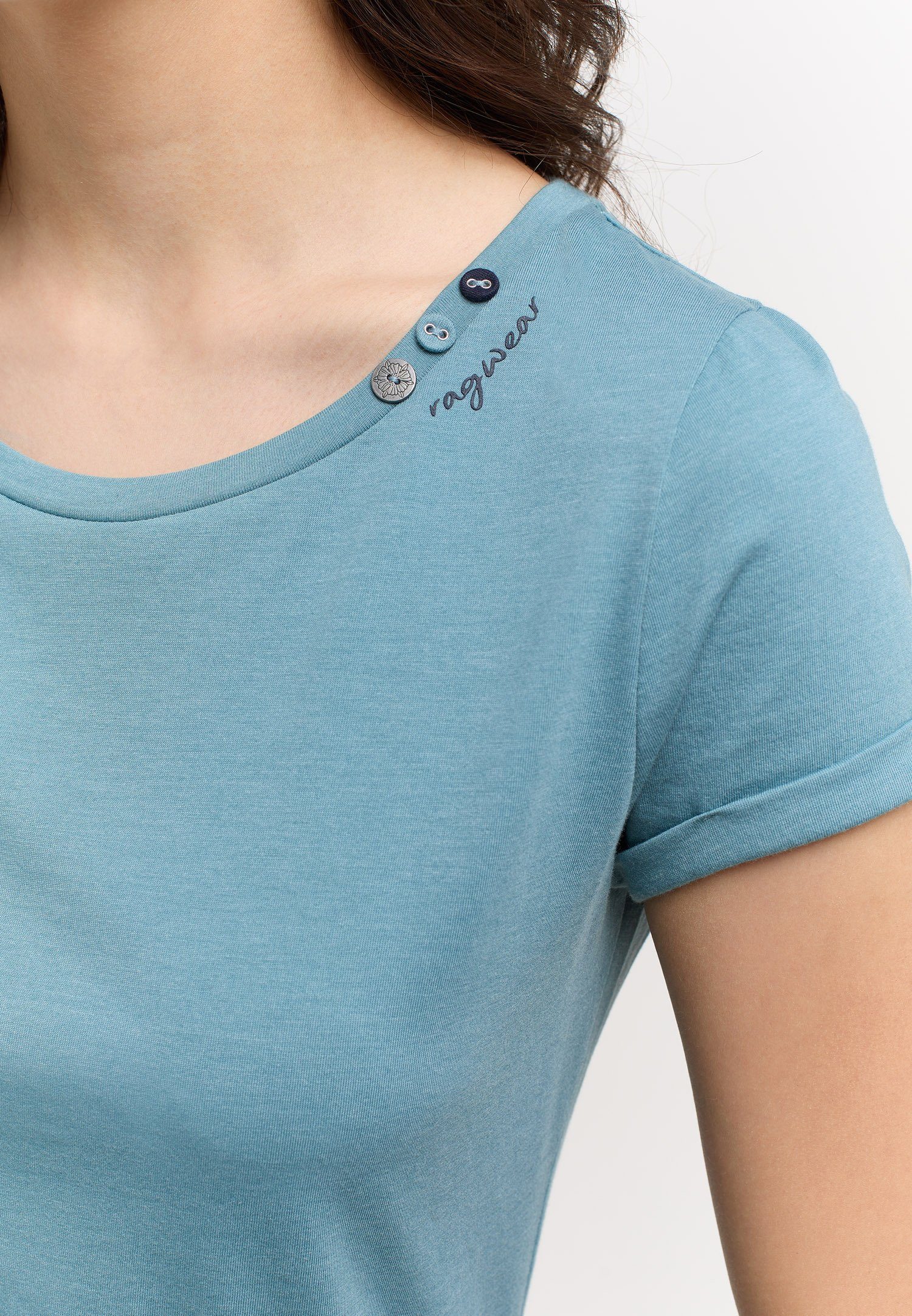 Ragwear T-Shirt FLLORAH A ORGANIC STONE GOTS BLUE Nachhaltige Vegane Mode &