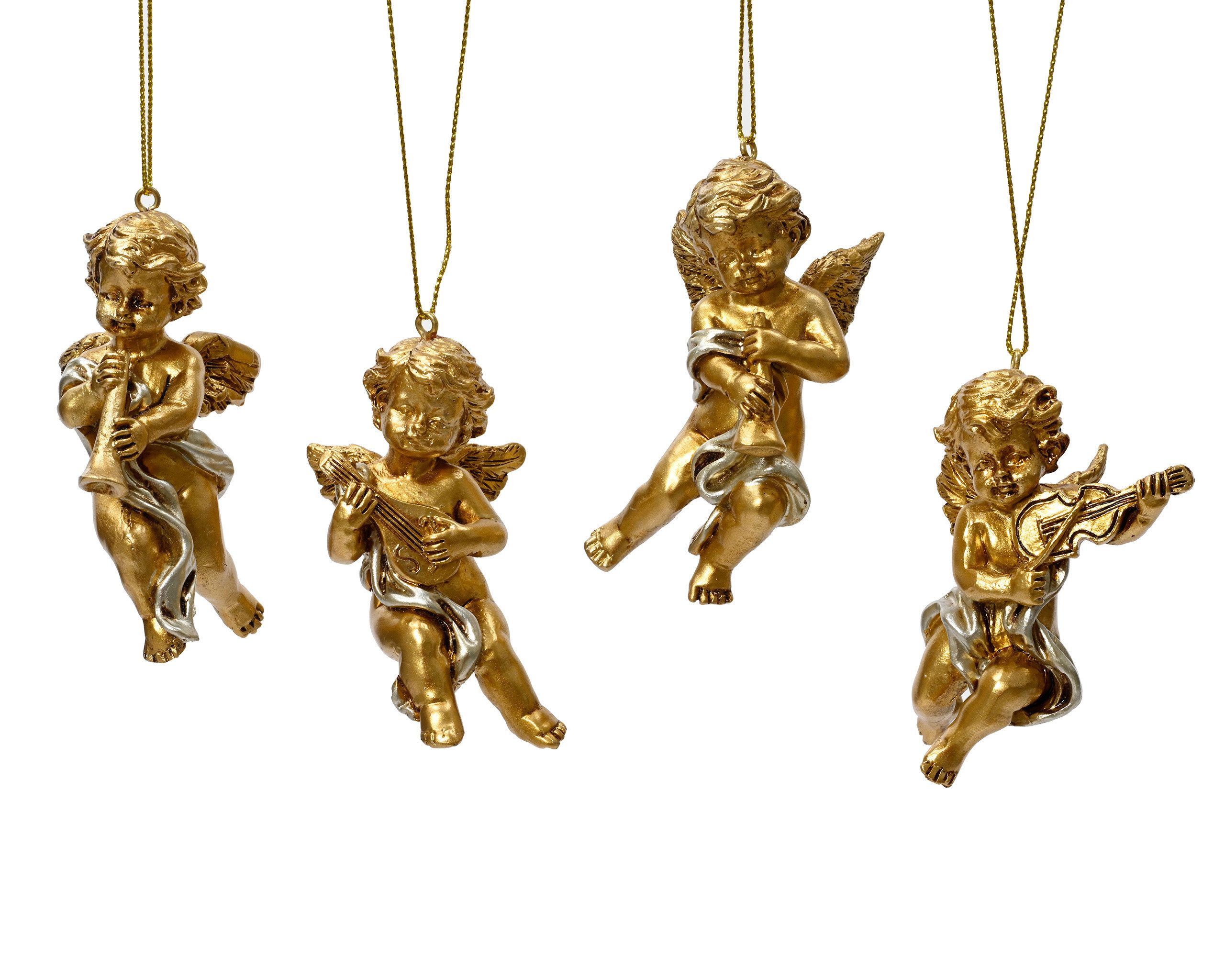 Kaemingk Christbaumschmuck, Christbaumschmuck Keramik 8cm Engel Figur 1 Stück sortiert Gold