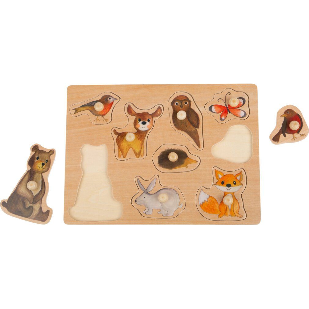 Small Foot Spiel 11499 Puzzle Waldtiere aus Holz für Kleinkinder