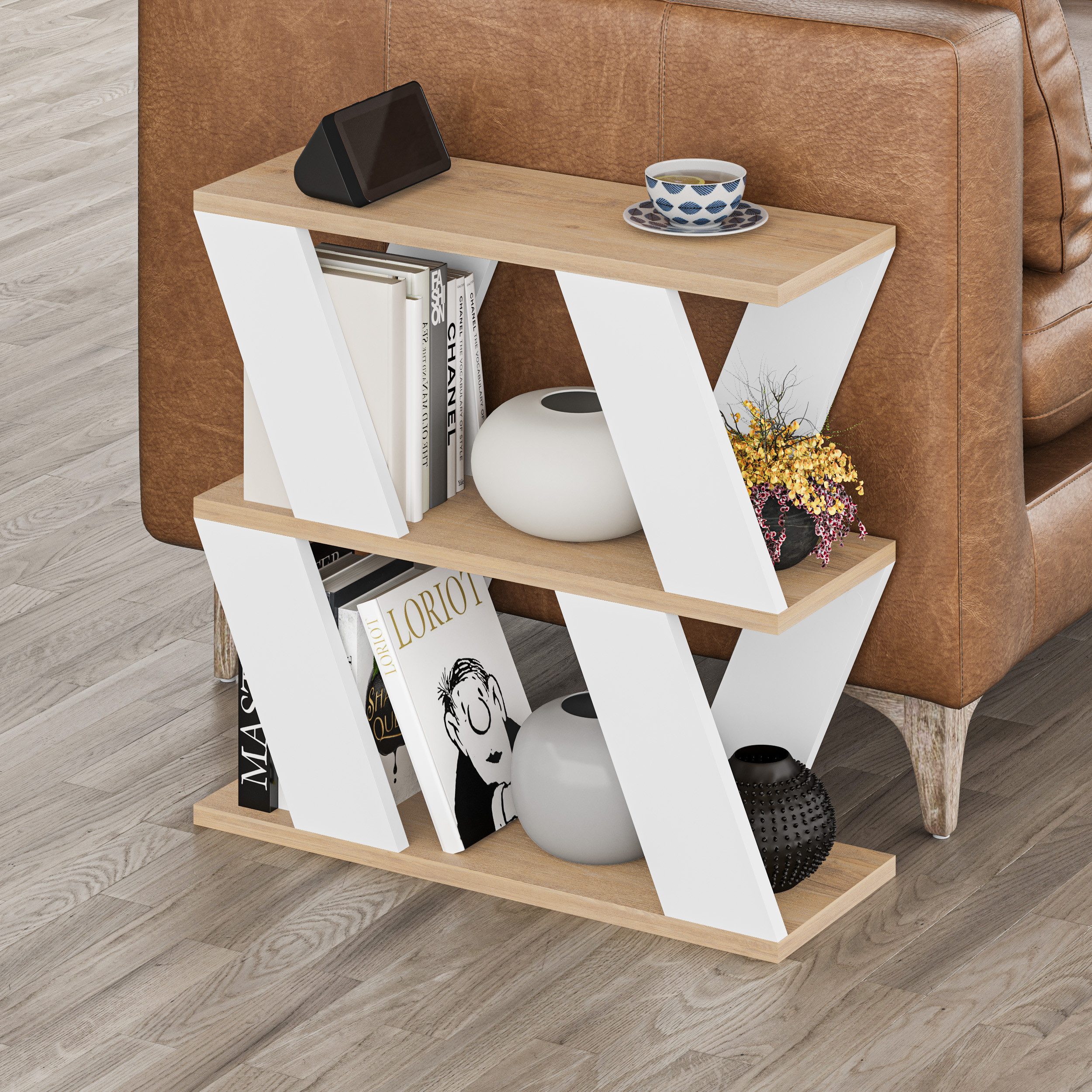 Decortie Beistelltisch Lazena, Modern Beistelltisch, Seite Ende Couchtisch, 60 x 21,2 x 55,4 cm