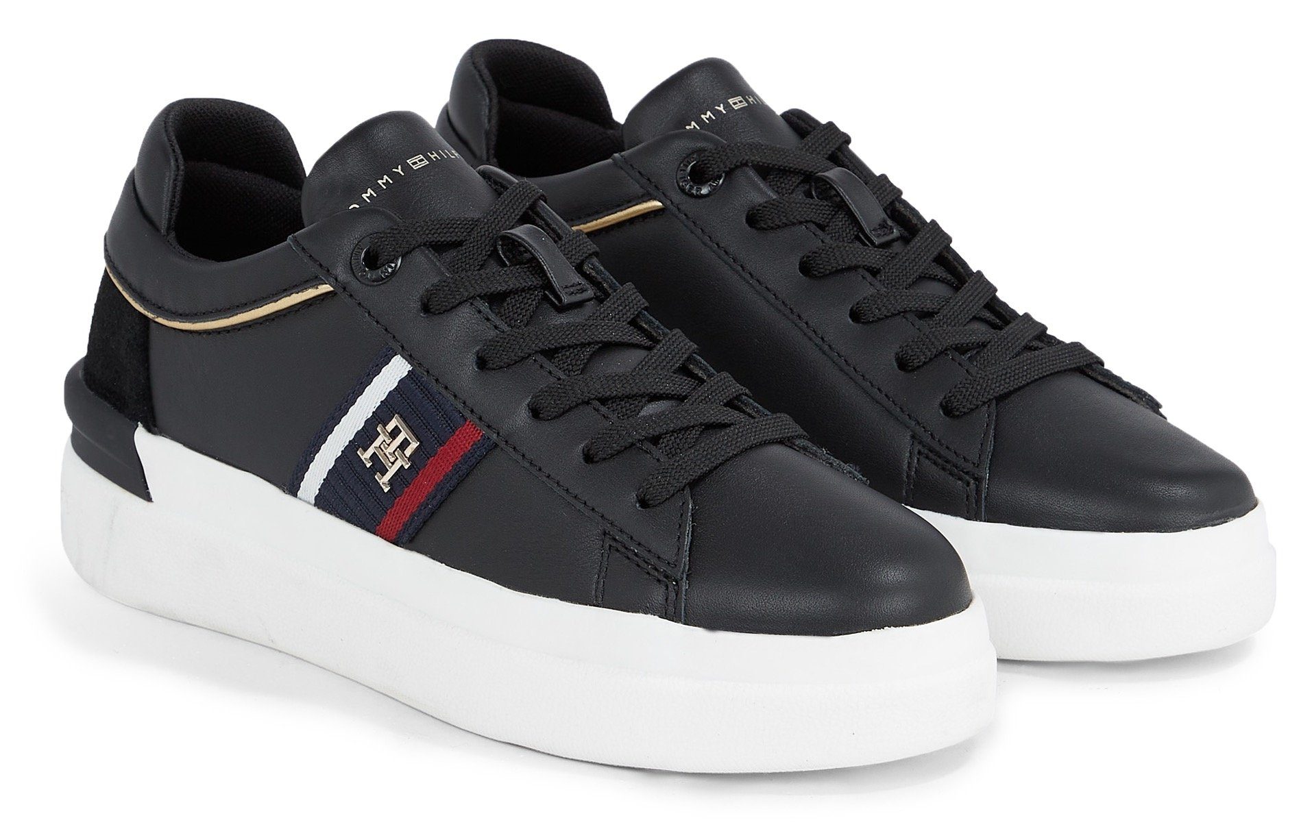 Tommy Hilfiger CORP WEBBING COURT SNEAKER Keilsneaker mit seitlichem Logo-Emblem schwarz | Sneaker low
