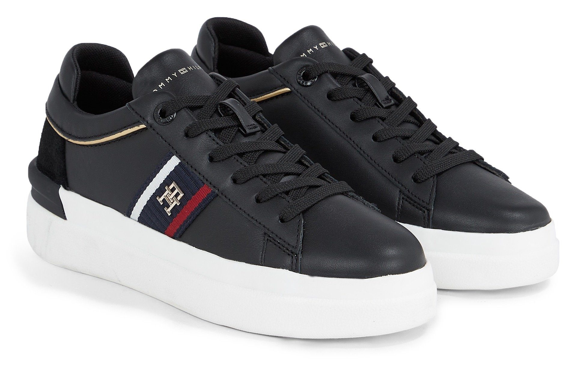 Tommy Hilfiger CORP WEBBING COURT SNEAKER Keilsneaker mit seitlichem Logo-Emblem schwarz