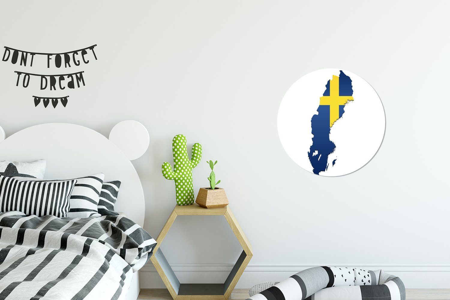 der Schweden von in Landes (1 Wohnzimmer Tapetenkreis Tapetenaufkleber, MuchoWow Illustration für Kinderzimmer, St), Form des Rund, Wandsticker Flagge