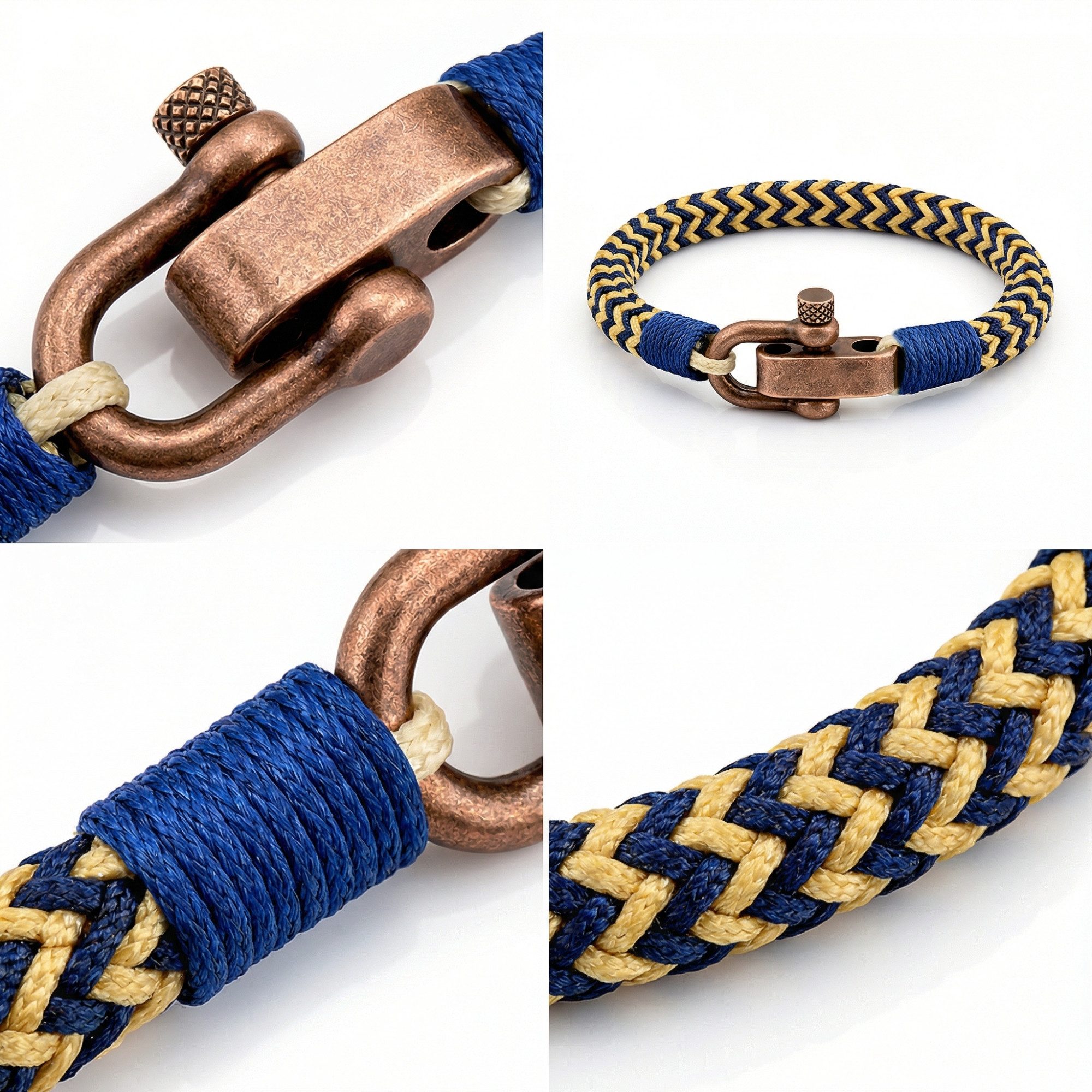 UNIQAL.de Armband aus Segeltau „Küstenlinie Kollektion“ (Maritimes Armband mit Edelstahl Schäkel, Nautischer Stil inspiriert von Meer & Küste, Unisex), Handgefertigt in Deutschland