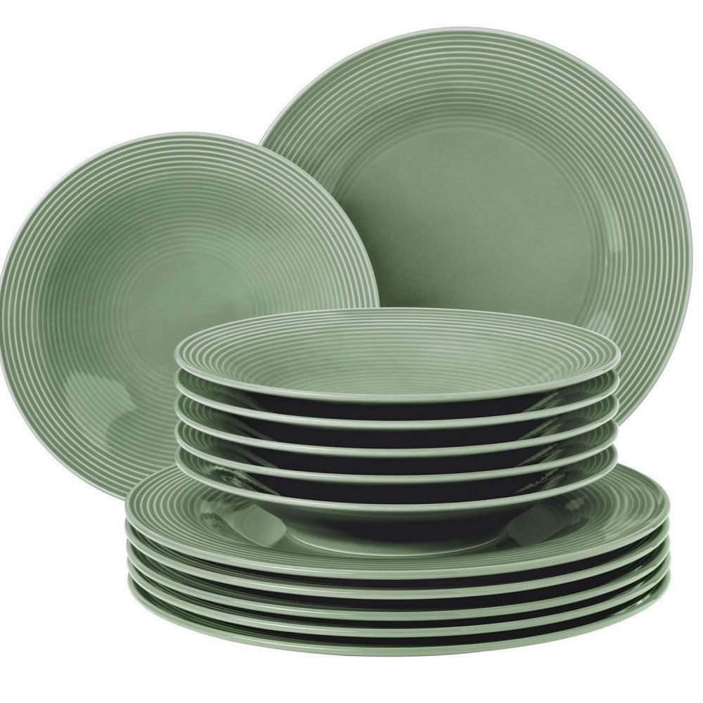 Seltmann Weiden Tafelservice Seltmann Weiden Beat Salbeigrün Tafel Service 12-tlg., 6 Personen, Porzellan