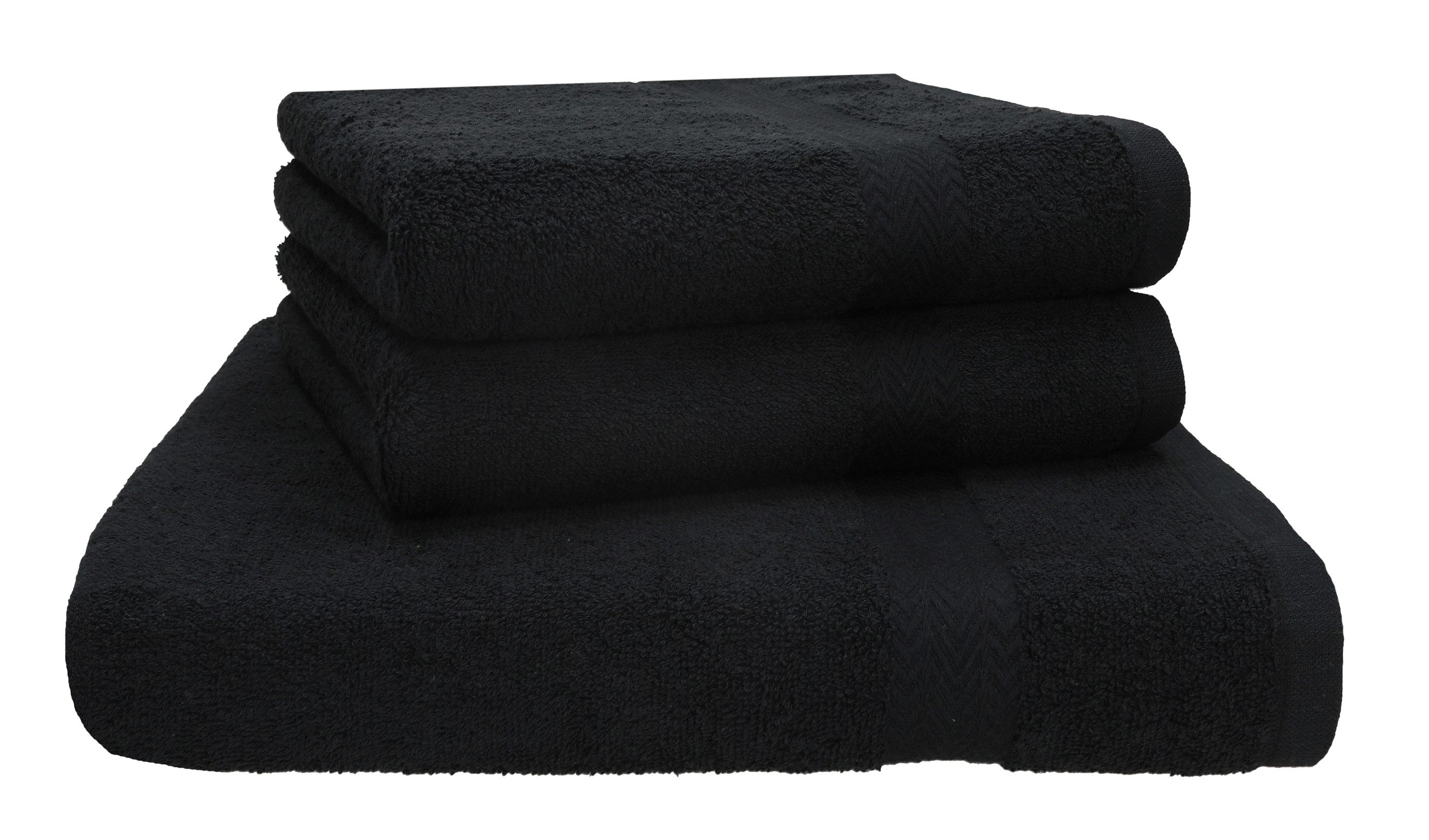 Betz Handtuch Set 3-TLG. Strandtuch Saunatuch Badetuch Premium Farbe schwarz, 100% Baumwolle (Set), 1 Saunatuch 2 Полотенца