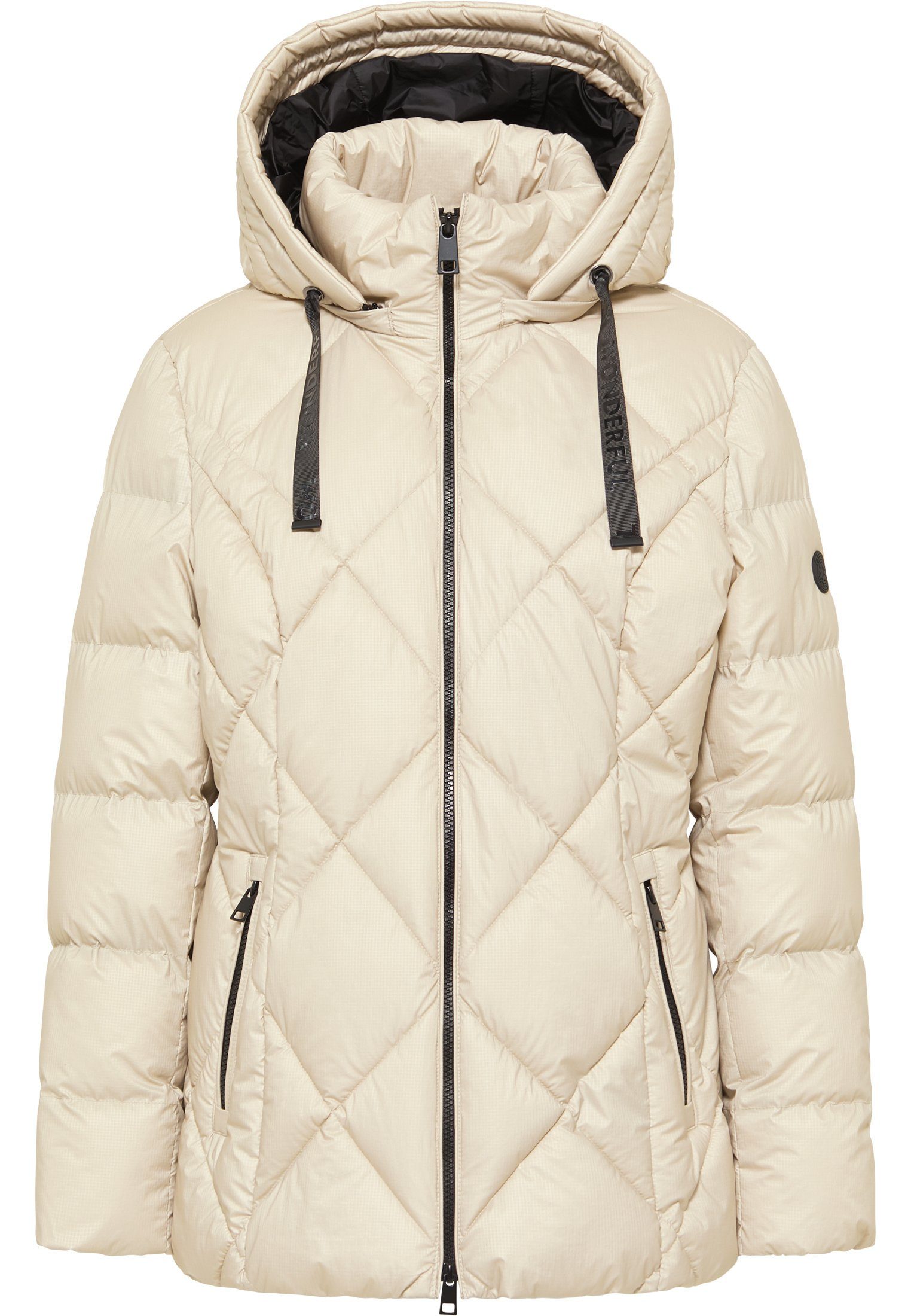 Down Barbara Kapuze Free mit Jacke Steppjacke sand Lebek