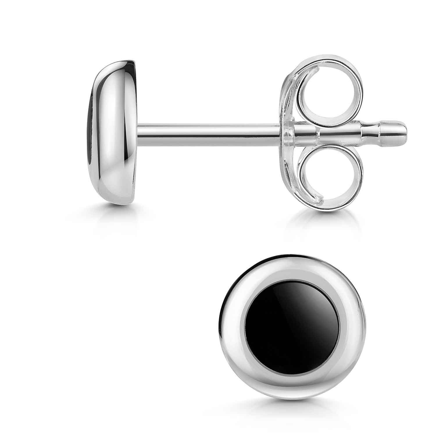 Materia Paar Ohrstecker Damen Onyx Edelstein Rund SO-422, 925 Sterling Silb günstig online kaufen