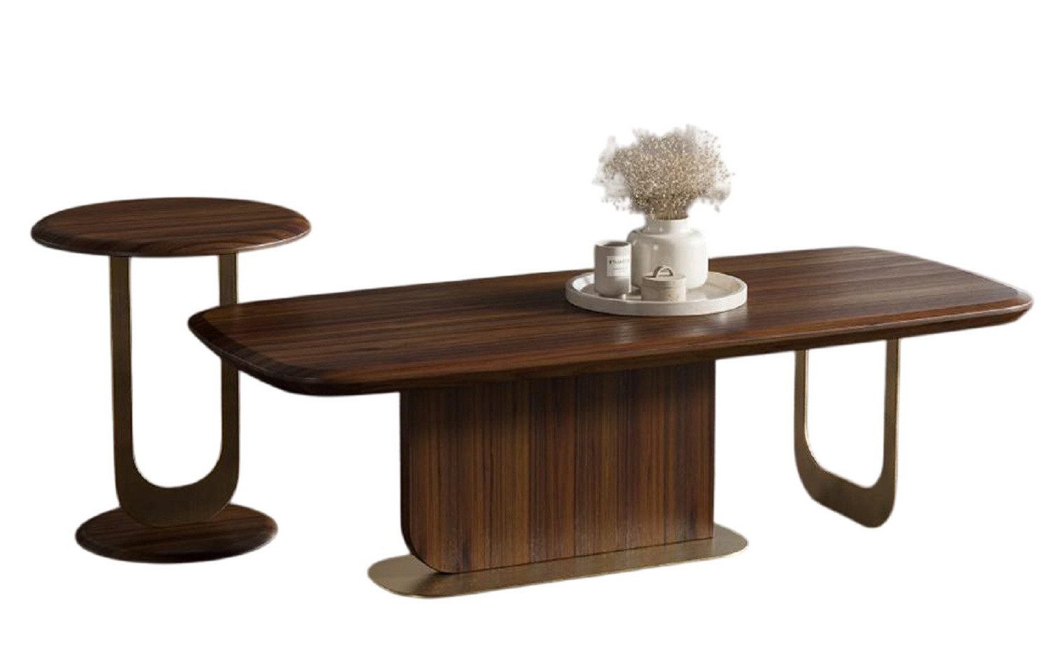 Beistelltisch Moderner Wohnzimmertisch Duo in schlichtem Design aus Holz