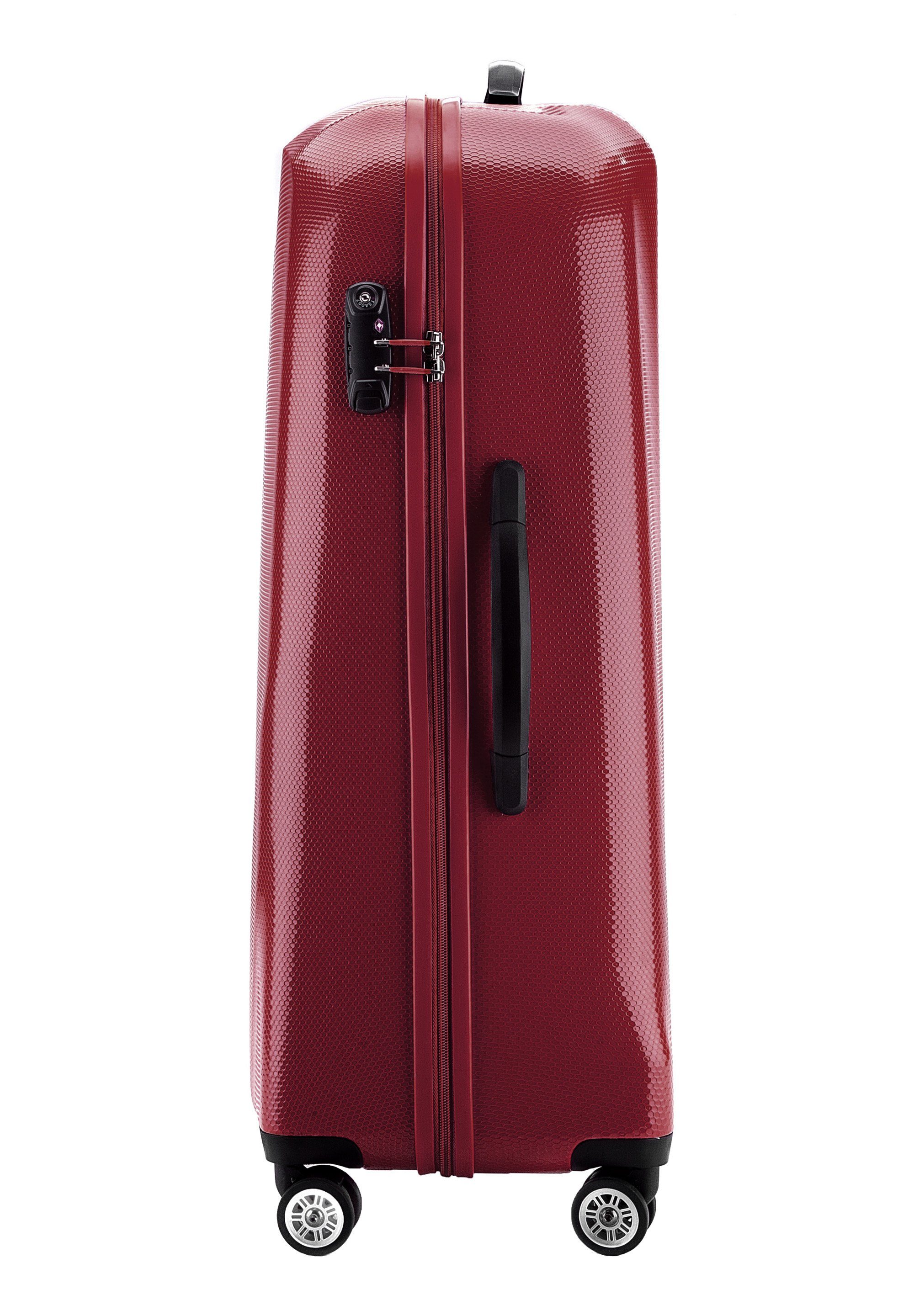 Hartschale, Rollen, Wittchen vier 4 Light, Lenkrollen, Hartschalen-Trolley dark PC ausziehbarem mit red Ultra Griff, TSA-Schloss