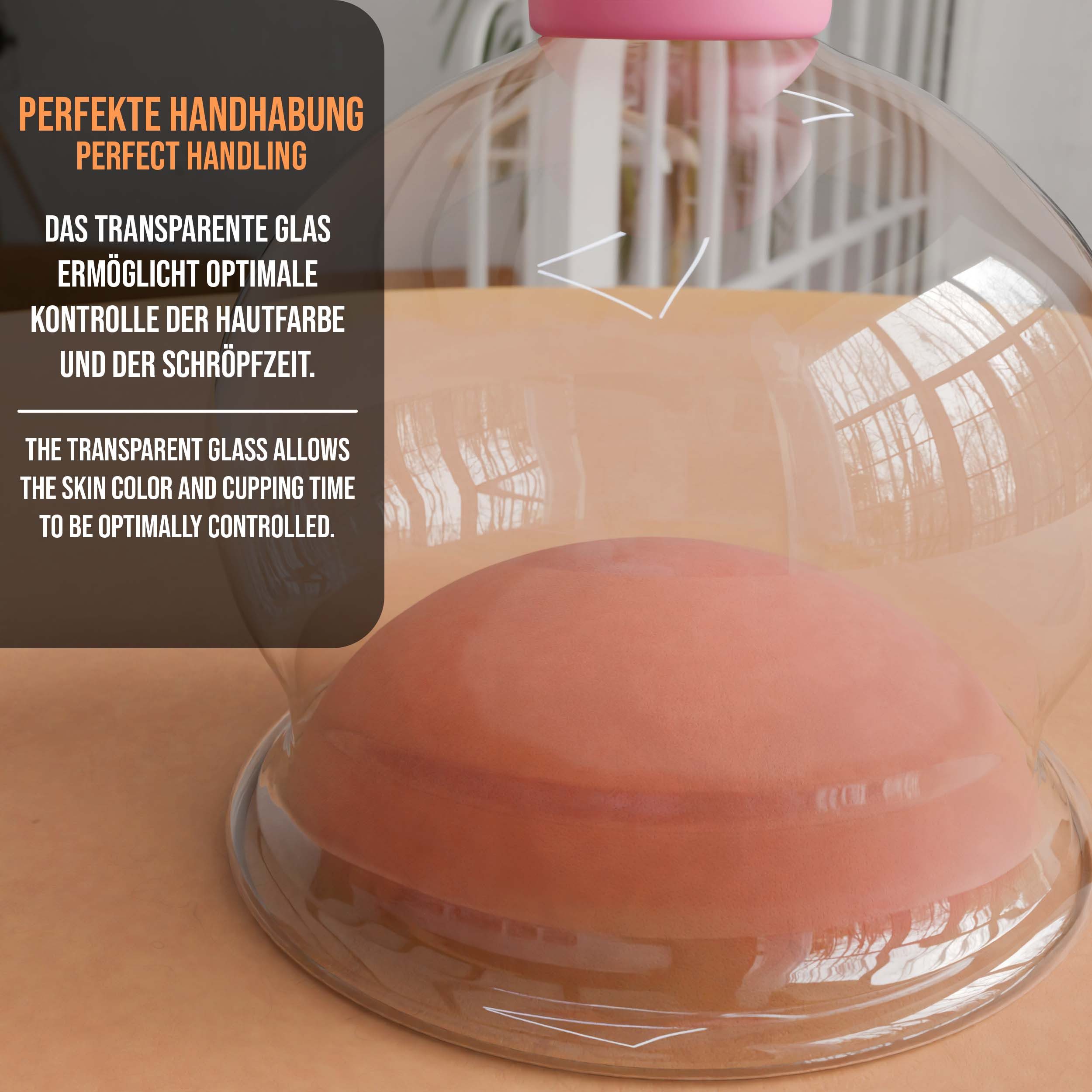 pulox Vakuum-Massager Schröpfgläser Set aus Echtglas 3 Stück diverse Größen groß Pink