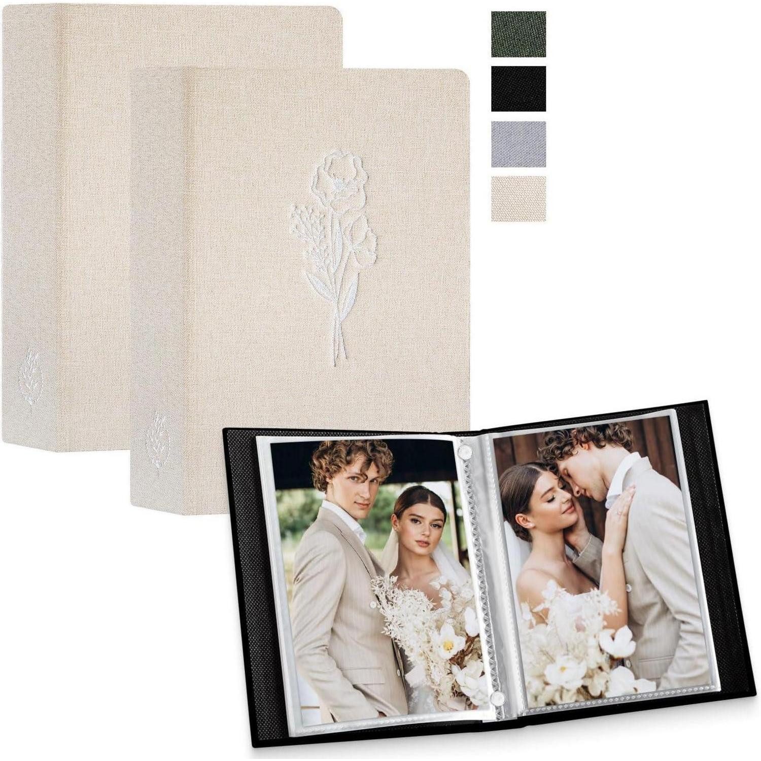 LuxusKollektion Einsteck-Fotoalbum Fotoalbum Einsteckalbum Mini Leinen 9x13 50 Fotos(2ST) Beige