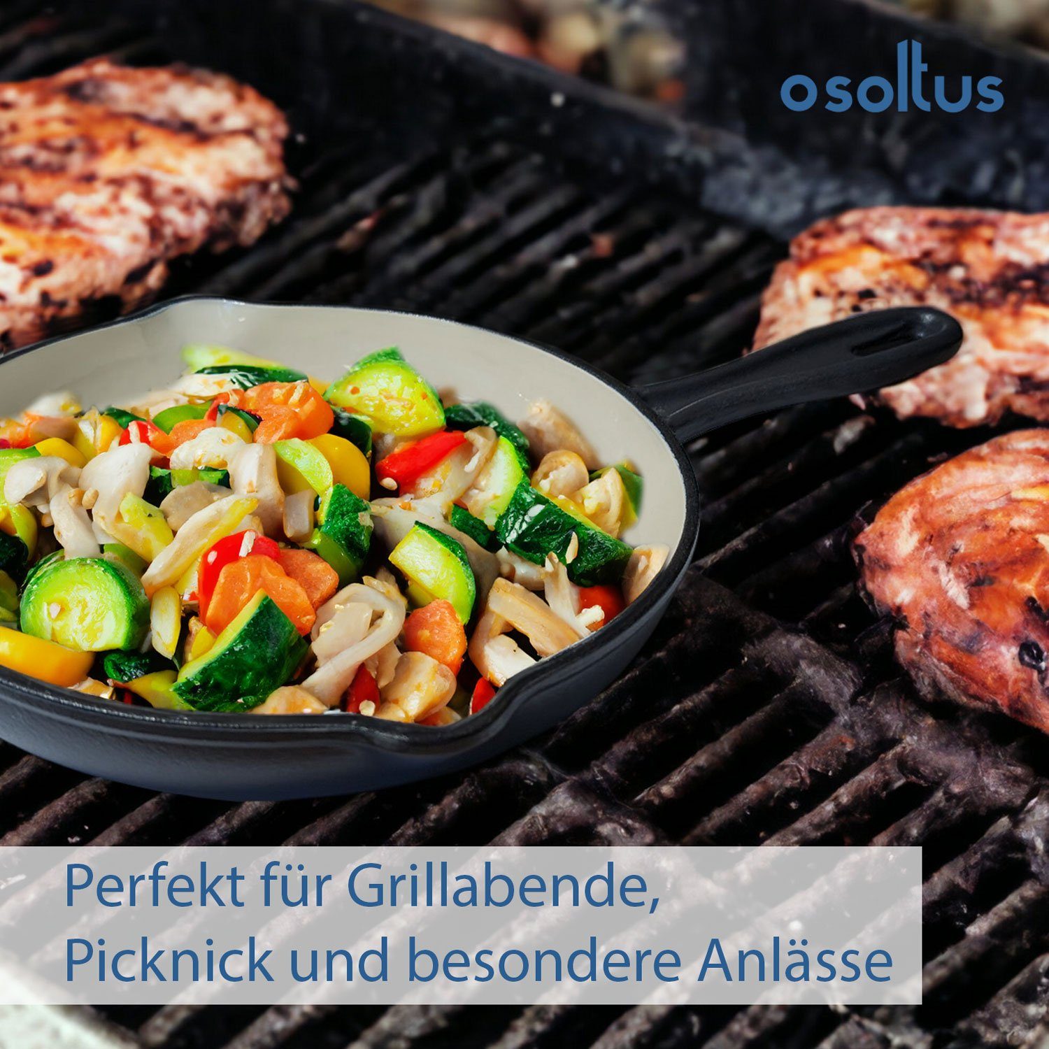 osoltus Bratpfanne osoltus Gusseisen-Pfanne emailliert 26 cm Emaillierte Gusseisenpfanne